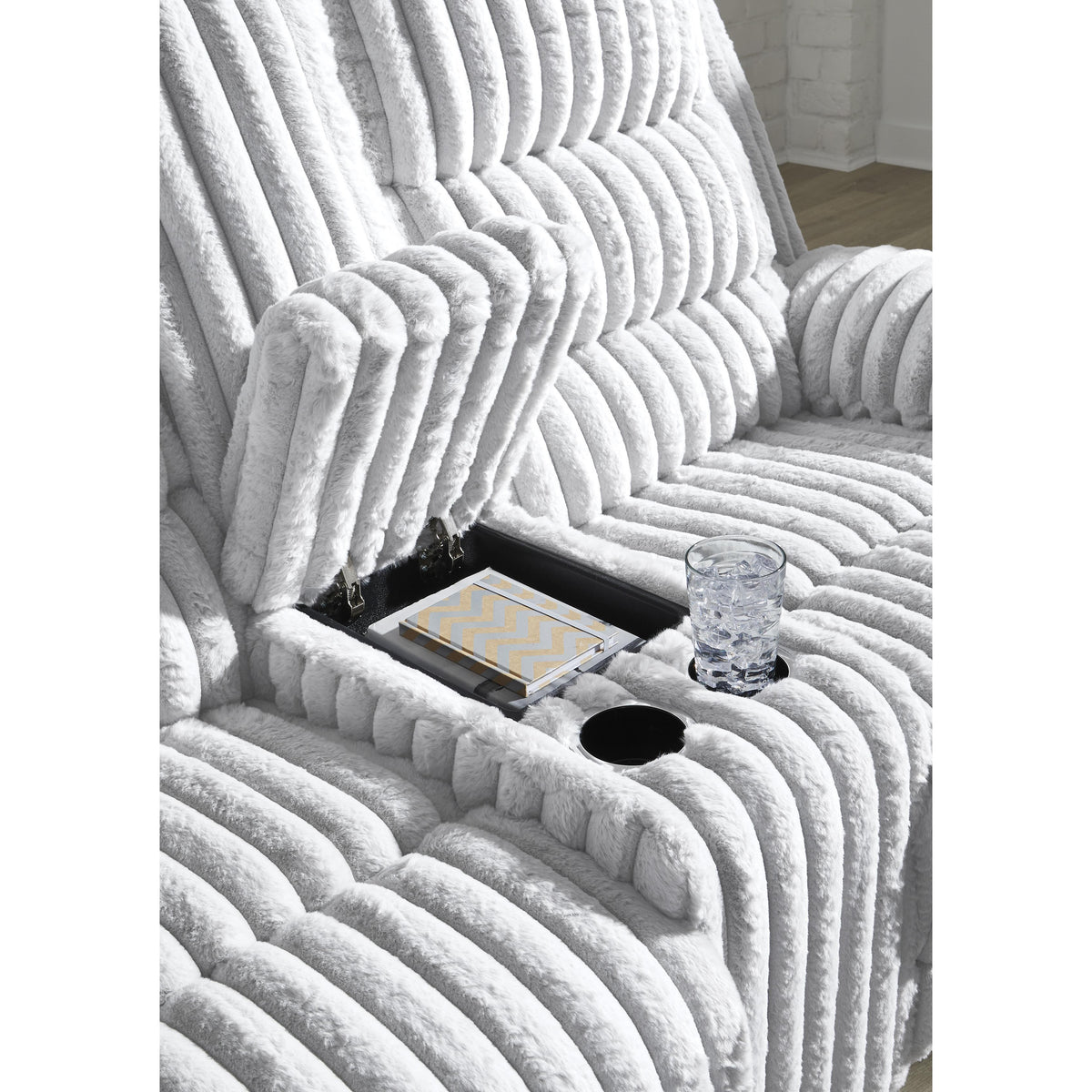 Signature Design by Ashley Rhines Falls PC4280496 Double Reclining Power Loveseat with Console IMAGE 6
