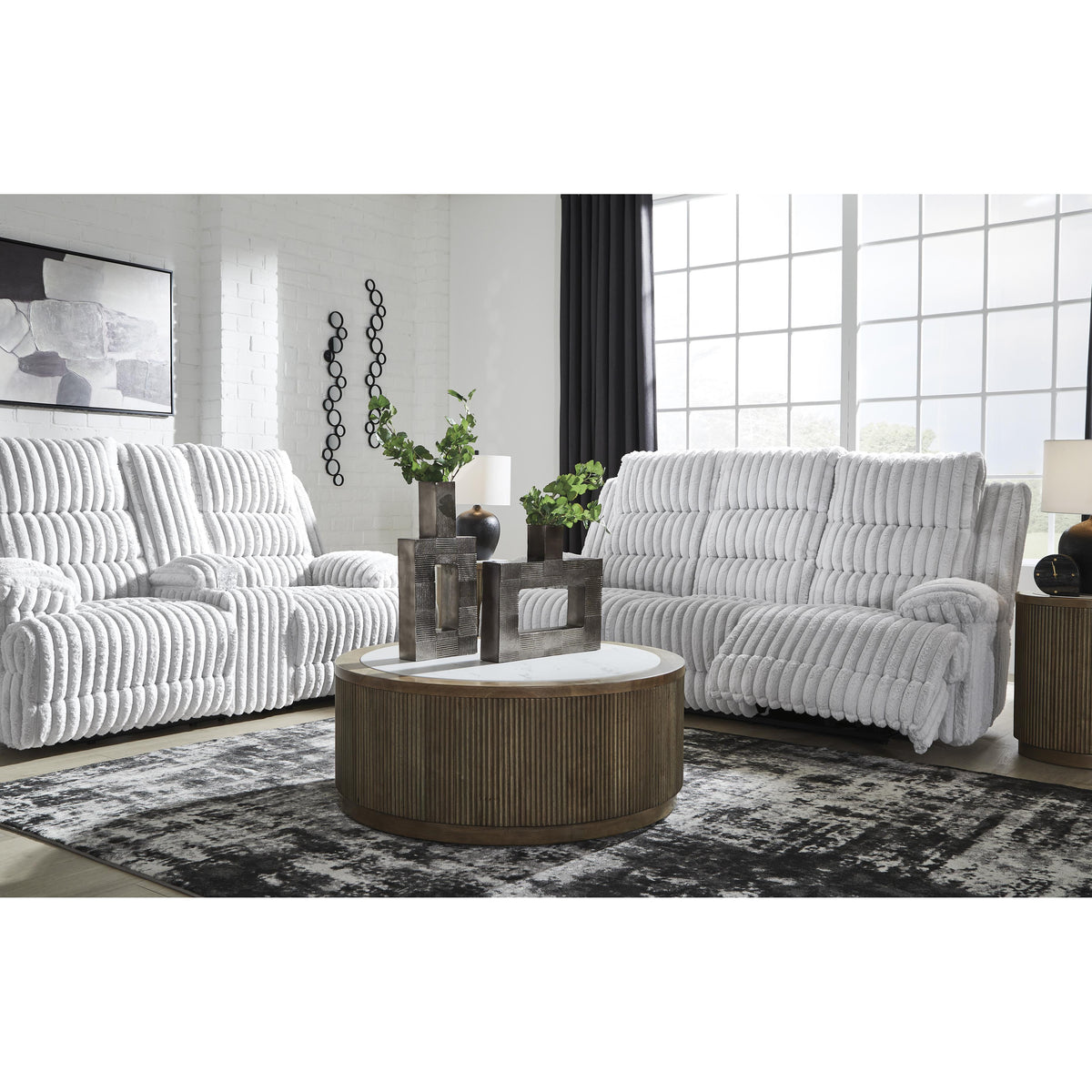 Signature Design by Ashley Rhines Falls PC4280496 Double Reclining Power Loveseat with Console IMAGE 9