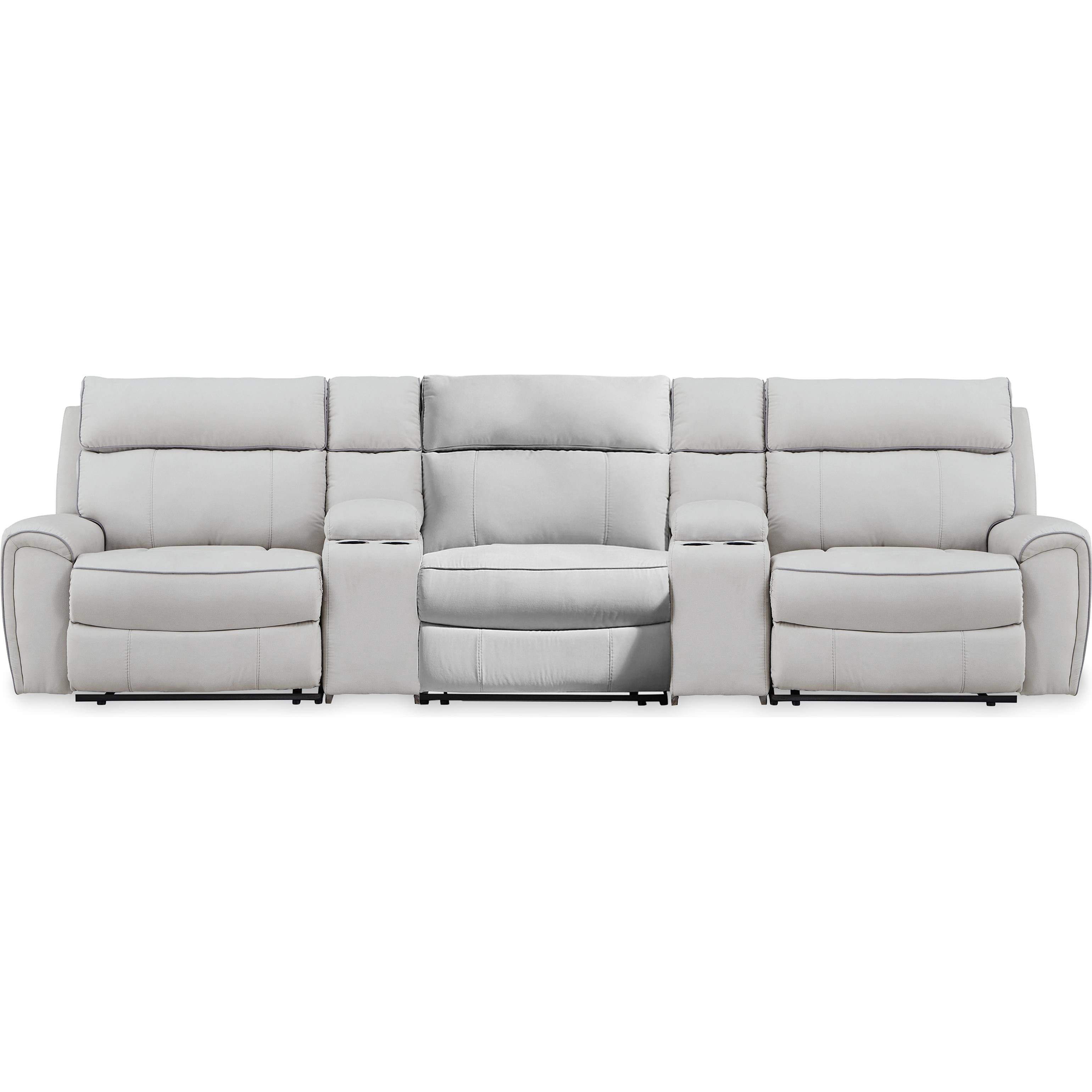 Signature Design by Ashley Social Pointe PC98802S39 5 pc Reclining Sectional with Storage Consoles IMAGE 1