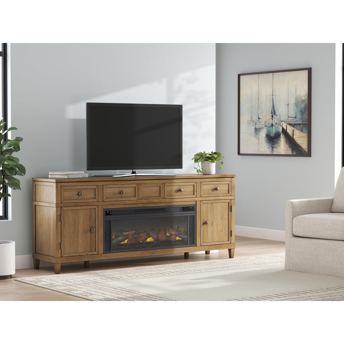 Signature Design by Ashley Sharlance W655W1 81" TV Stand with Electric Fireplace IMAGE 3
