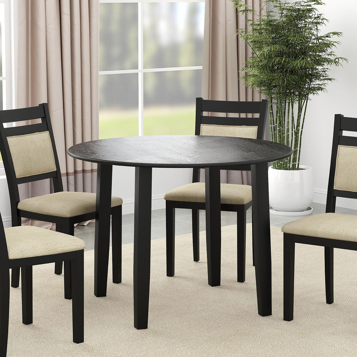 Worldwide Home Furnishings Conrad 201-863BLK Round Dining Table - Black IMAGE 2