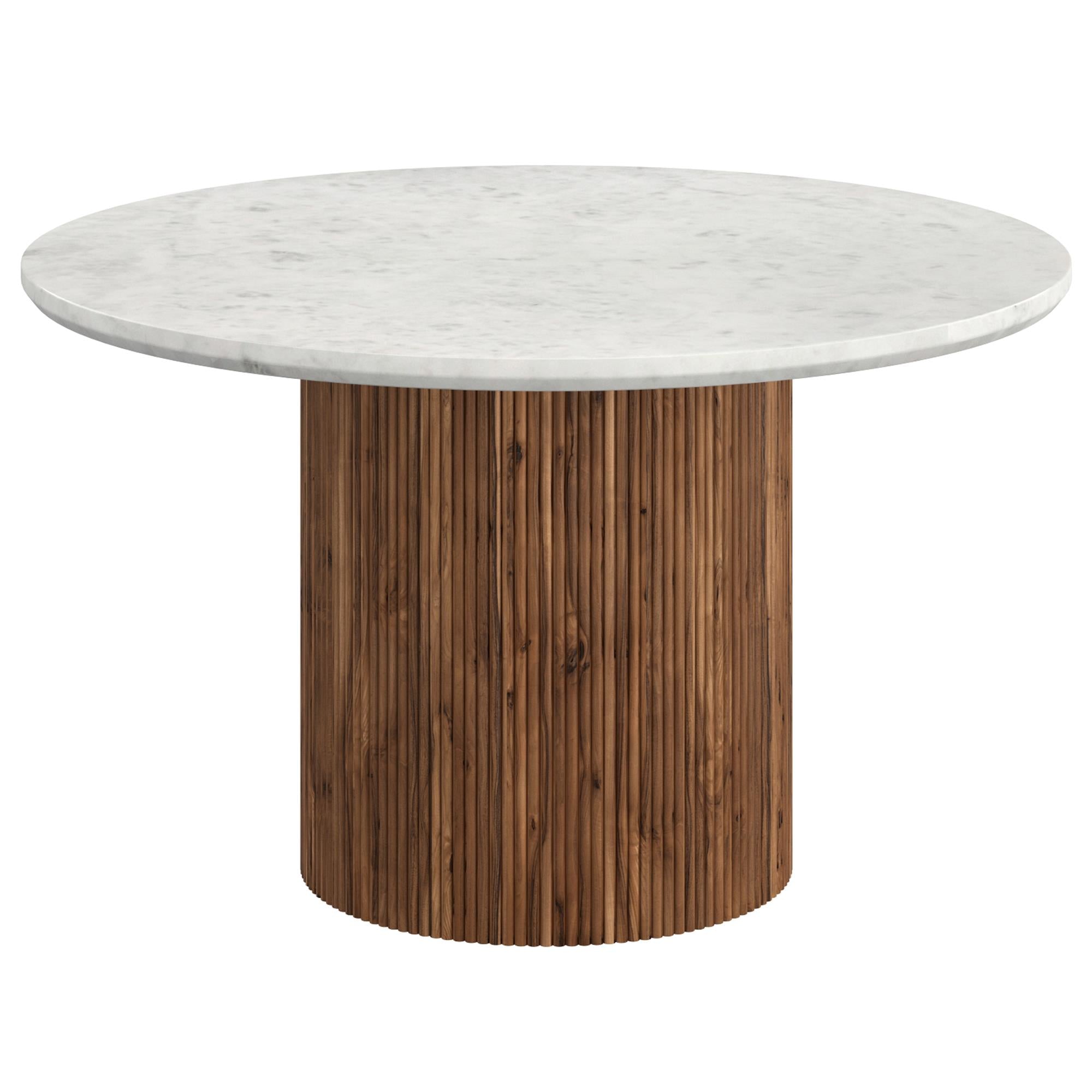 !nspire Jilsa 201-551WAL Round Dining Table - Walnut & White IMAGE 1