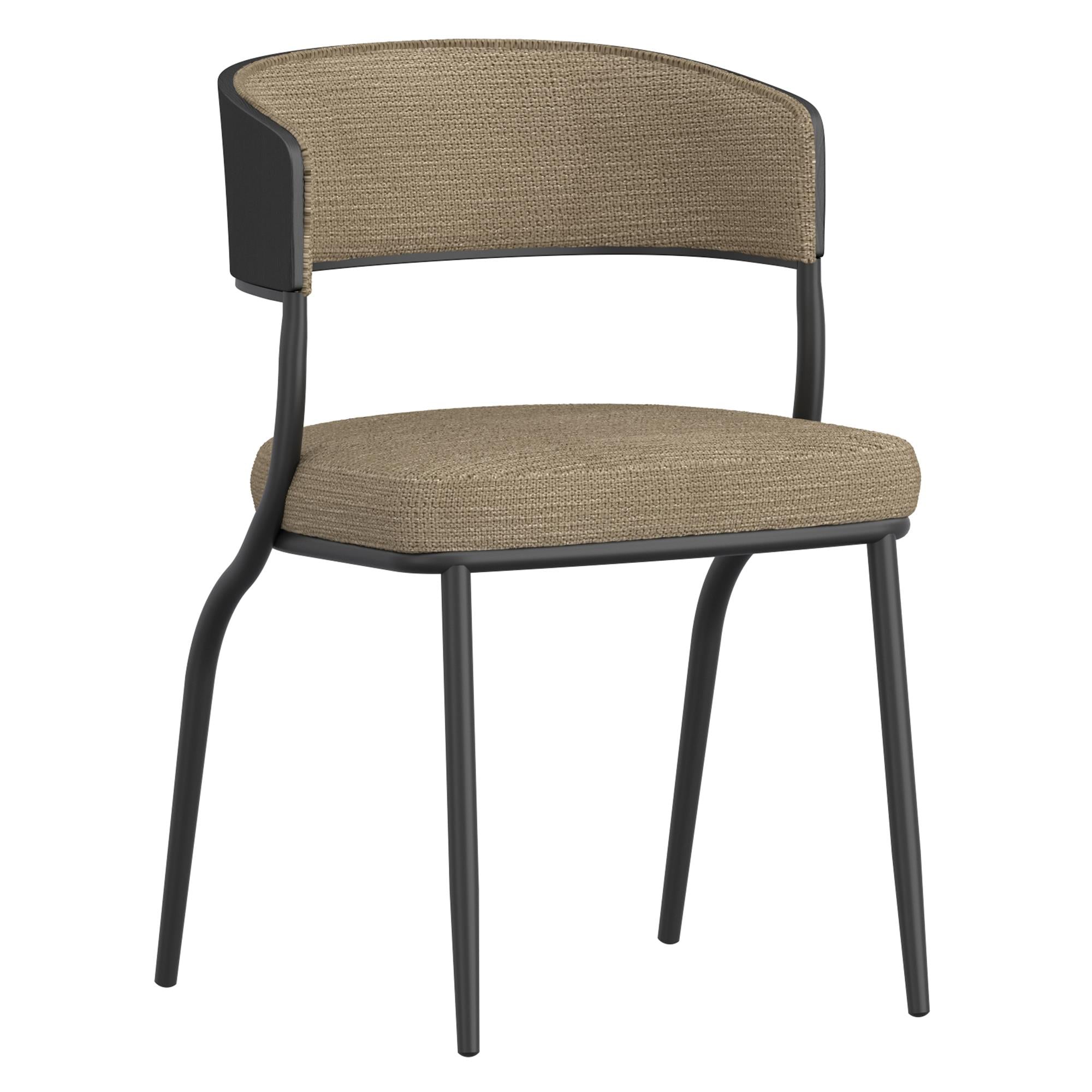 !nspire Kazan 202-904DKB Dining Chair - Dark Beige Performance Fabric & Black Metal IMAGE 1