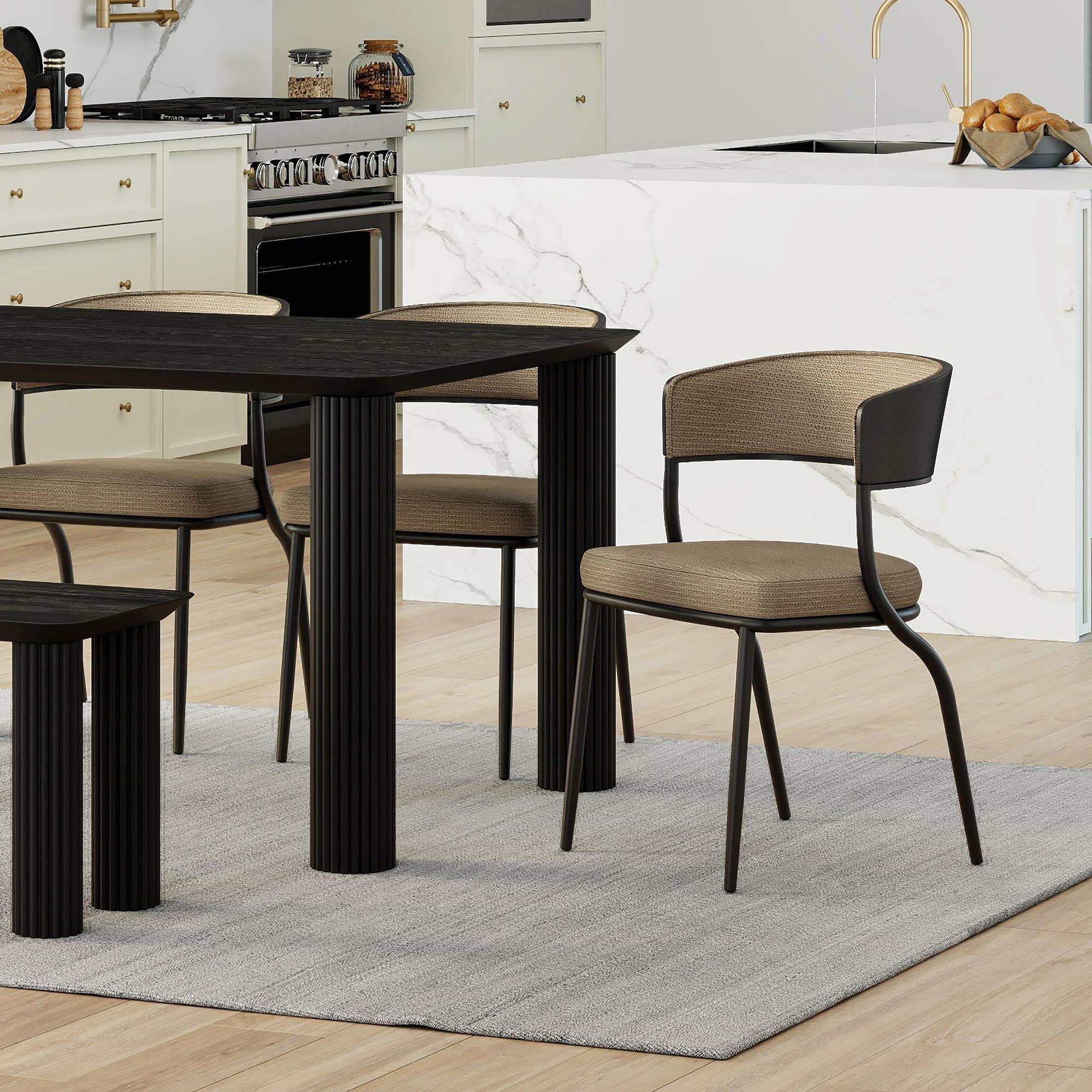 !nspire Kazan 202-904DKB Dining Chair - Dark Beige Performance Fabric & Black Metal IMAGE 2