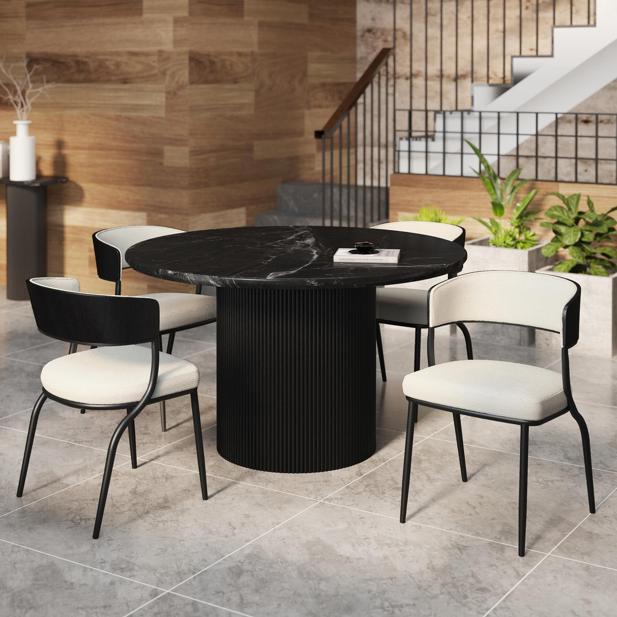 !nspire Kazan 202-904IV Dining Chair - Ivory Performance Fabric & Black Metal IMAGE 2
