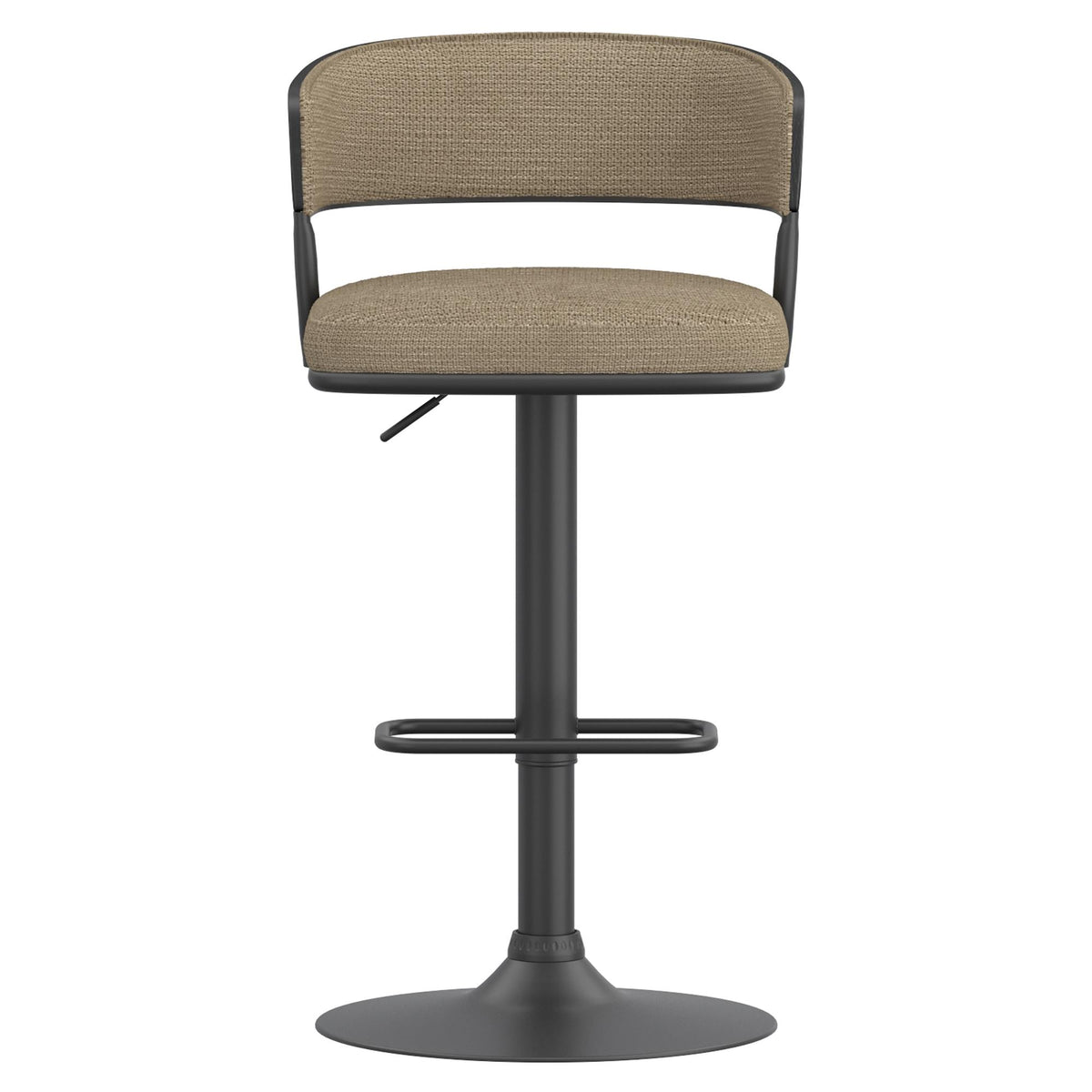 !nspire Kazan 203-904DKB Adjustable Air-Lift Stool - Dark Beige Performance Fabric & Black Metal IMAGE 5