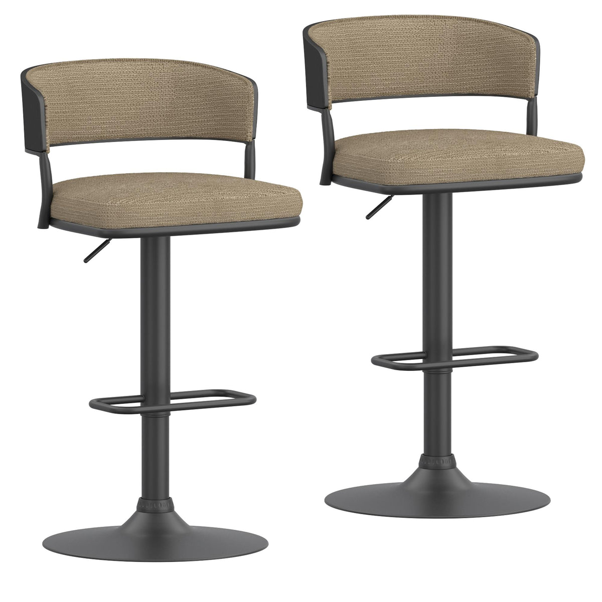 !nspire Kazan 203-904DKB Adjustable Air-Lift Stool - Dark Beige Performance Fabric & Black Metal IMAGE 7