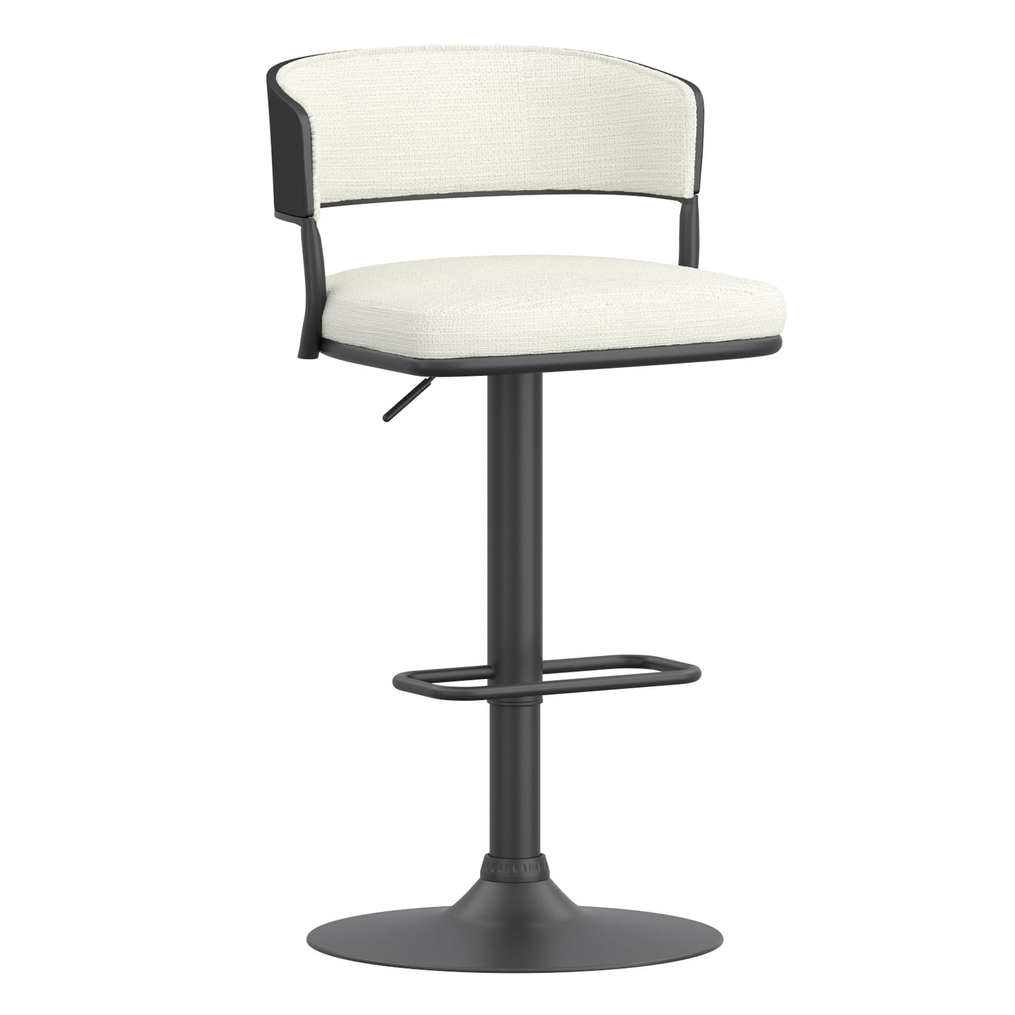 !nspire Kazan 203-904IV Adjustable Air-Lift Stool - Ivory Performance Fabric & Black Metal IMAGE 1