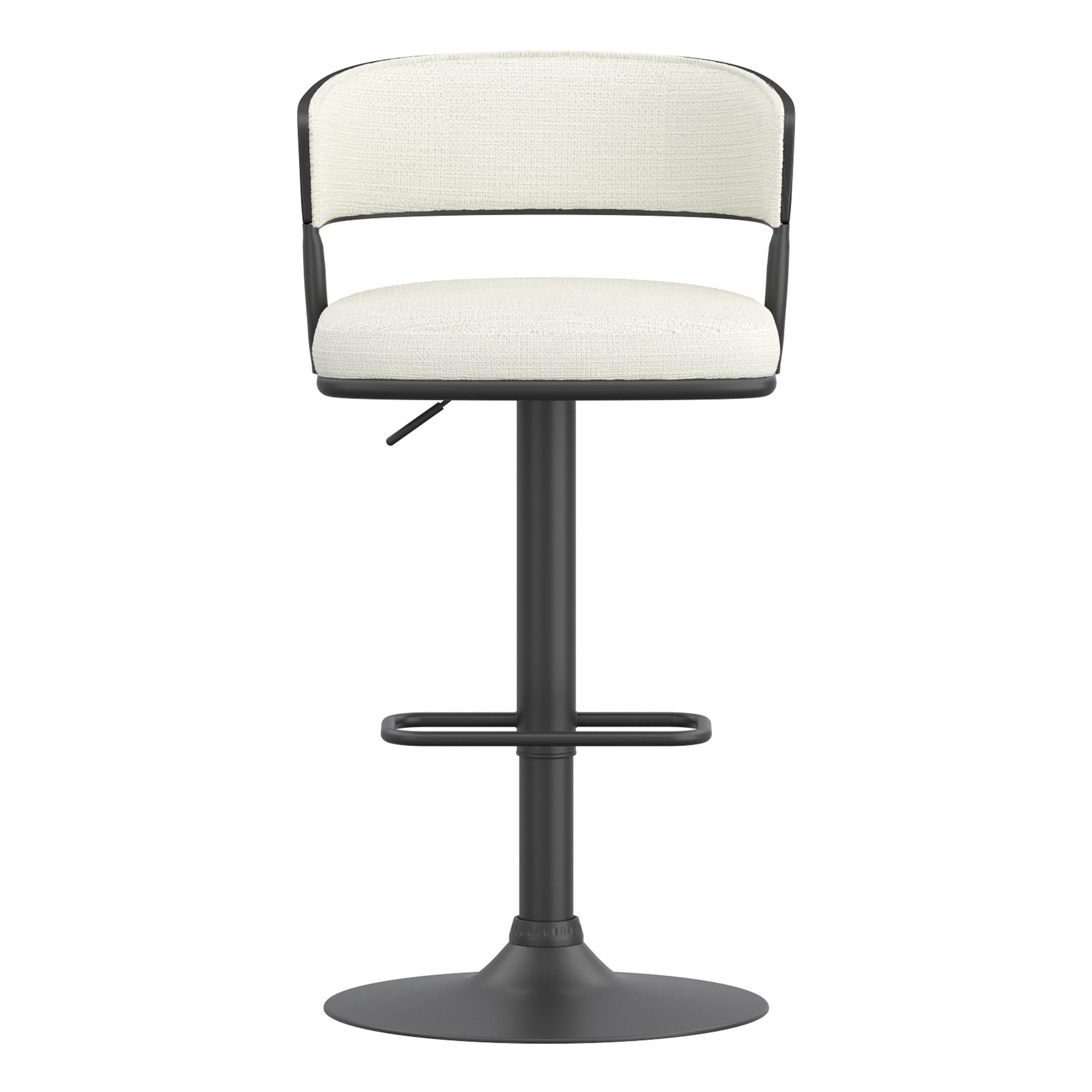 !nspire Kazan 203-904IV Adjustable Air-Lift Stool - Ivory Performance Fabric & Black Metal IMAGE 5