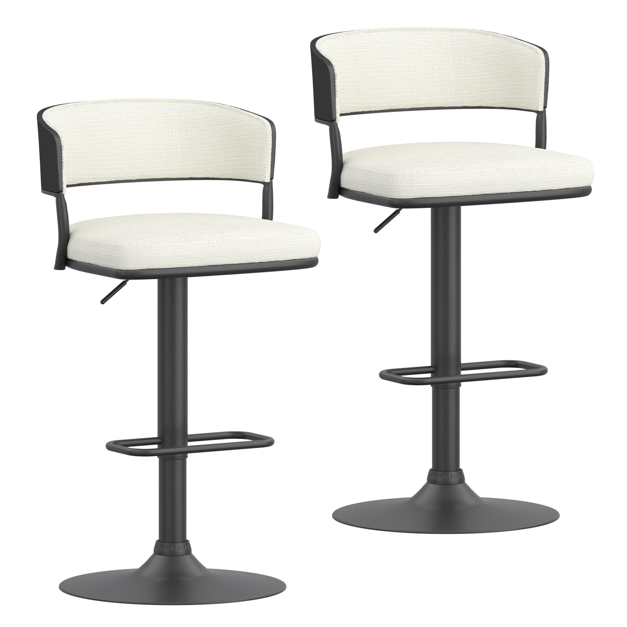 !nspire Kazan 203-904IV Adjustable Air-Lift Stool - Ivory Performance Fabric & Black Metal IMAGE 7