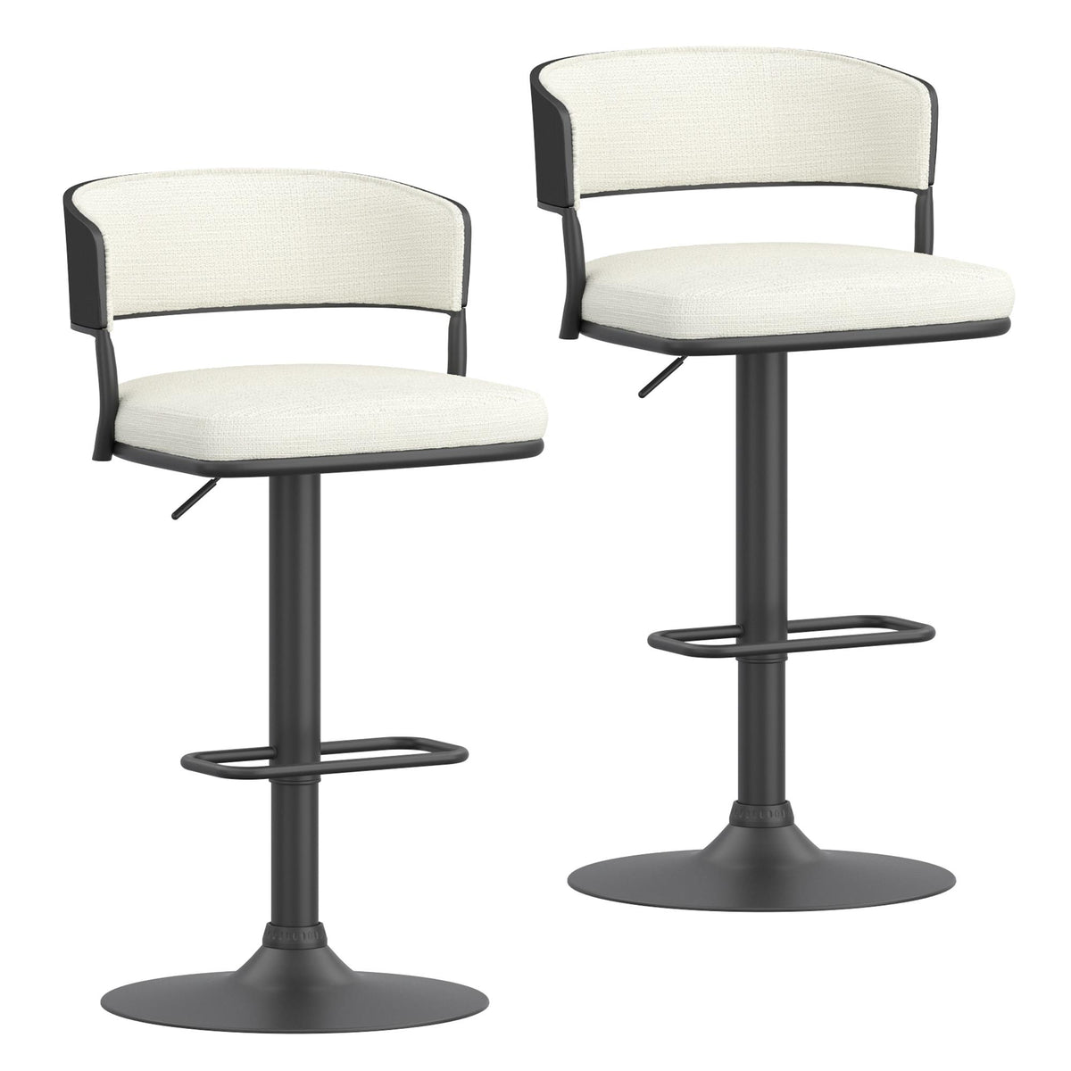 !nspire Kazan 203-904IV Adjustable Air-Lift Stool - Ivory Performance Fabric & Black Metal IMAGE 7