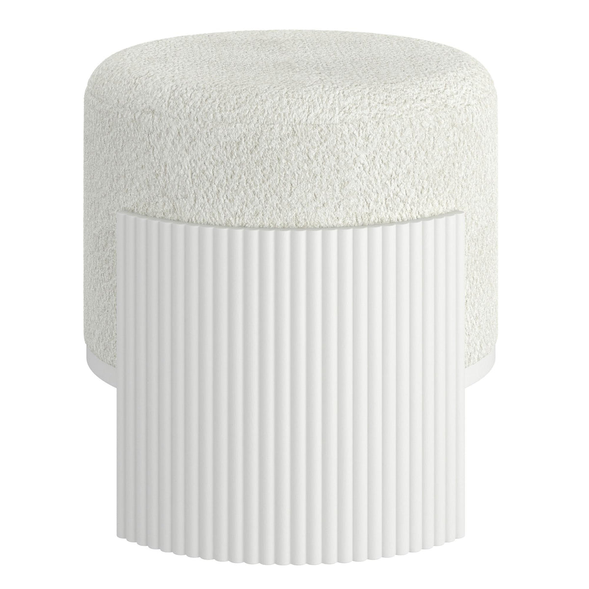 !nspire Kiraz 402-839IV_WT Round Ottoman - Ivory & White IMAGE 4