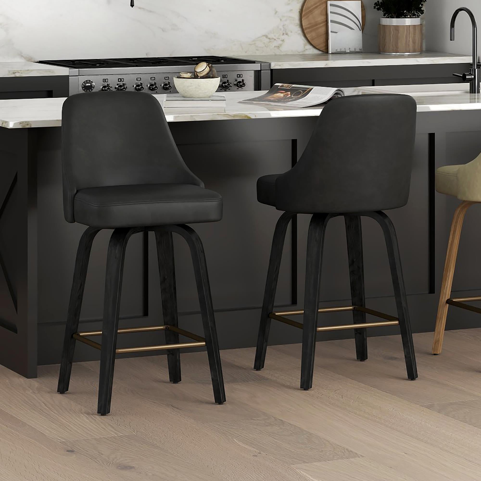 !nspire Oakley 203-887CH 26" Counter Stool w/Swivel - Charcoal & Black IMAGE 2