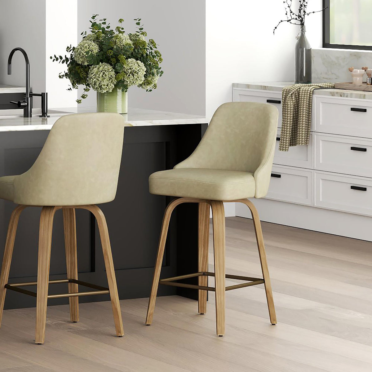 !nspire Oakley 203-887IV 26" Counter Stool w/Swivel - Ivory & Whitewash IMAGE 2