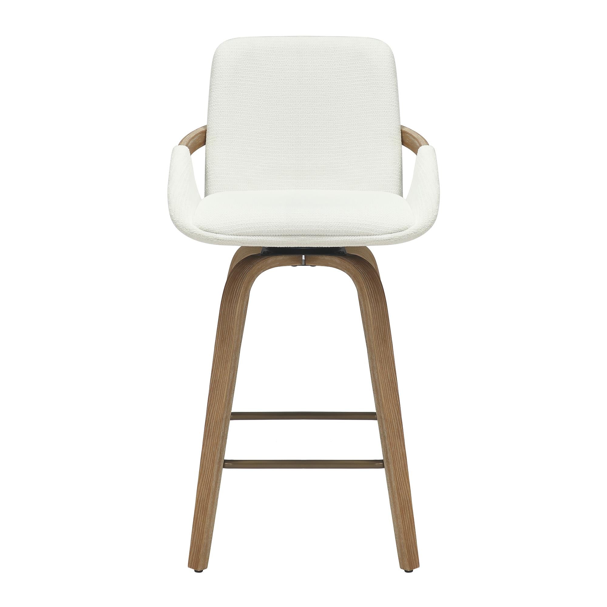 !nspire Parker 203-944IV 26" Counter Stool w/Swivel - Ivory Performance Fabric & Whitewash IMAGE 5