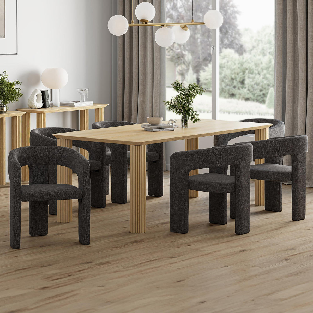 !nspire Sangra/Amara 207-751NATLG_933CH 7 pc Dining Set - Natural Table with Charcoal Chair IMAGE 1