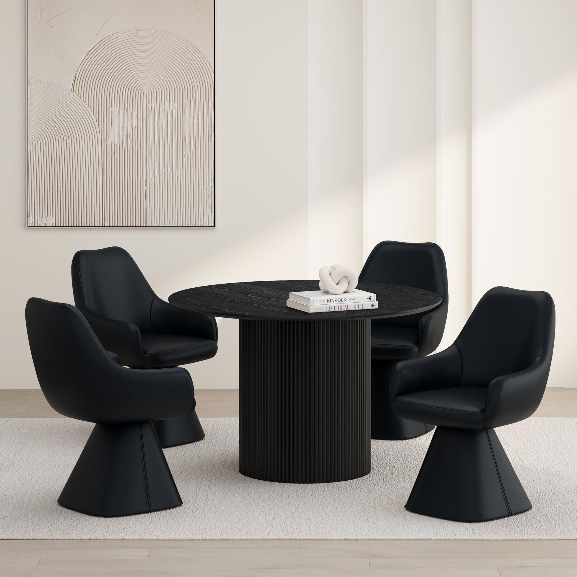 Worldwide Home Furnishings Tovas/Caprese 207-782BLK_269BLK 5 pc Dining Set - Black Table with Black Chair IMAGE 1