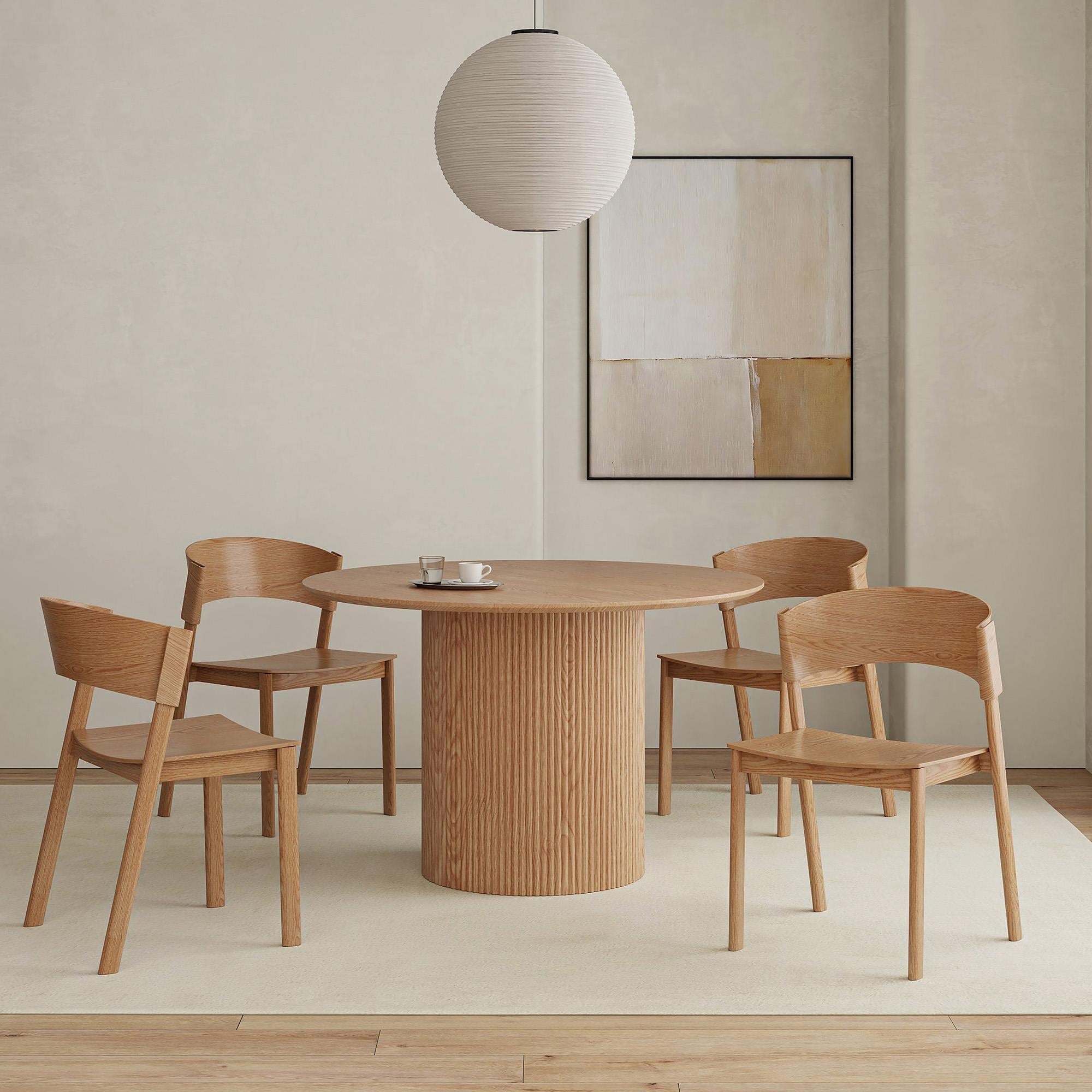 Worldwide Home Furnishings Tovas/Elias 207-782NAT_849NAT 5 pc Dining Set - Natural Table with Natural Chair IMAGE 1