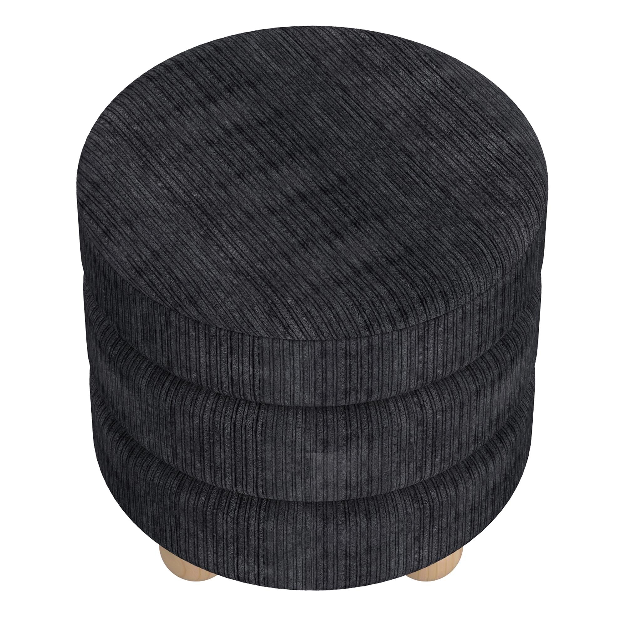 !nspire Willo 402-523BLK Round Ottoman - Black IMAGE 4