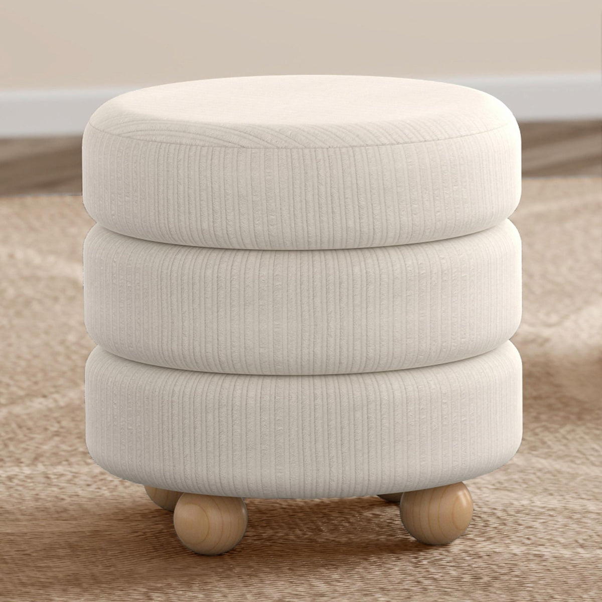 !nspire Willo 402-523IV Round Ottoman - Ivory IMAGE 2