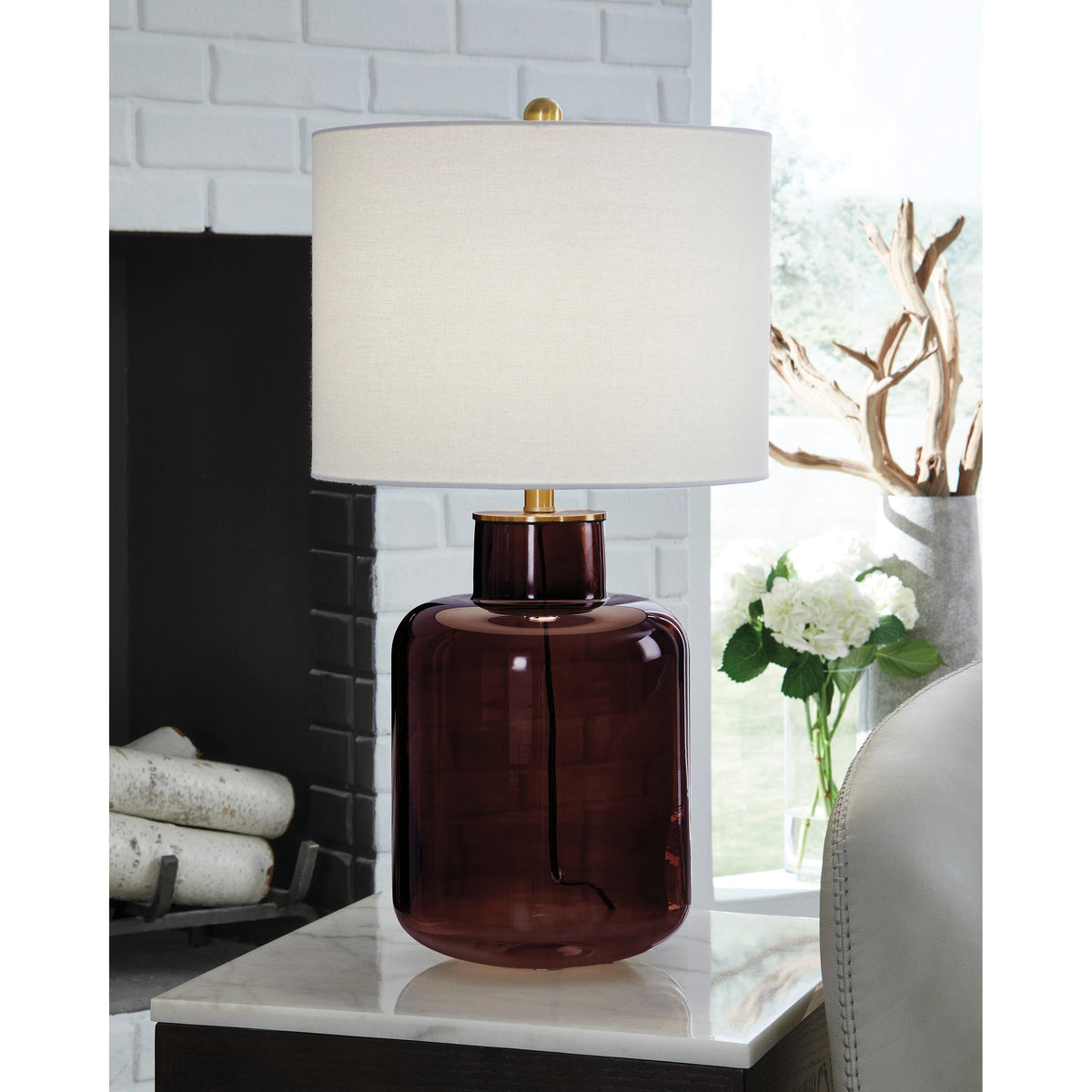 Signature Design by Ashley Mette L430924 Glass Table Lamp IMAGE 2