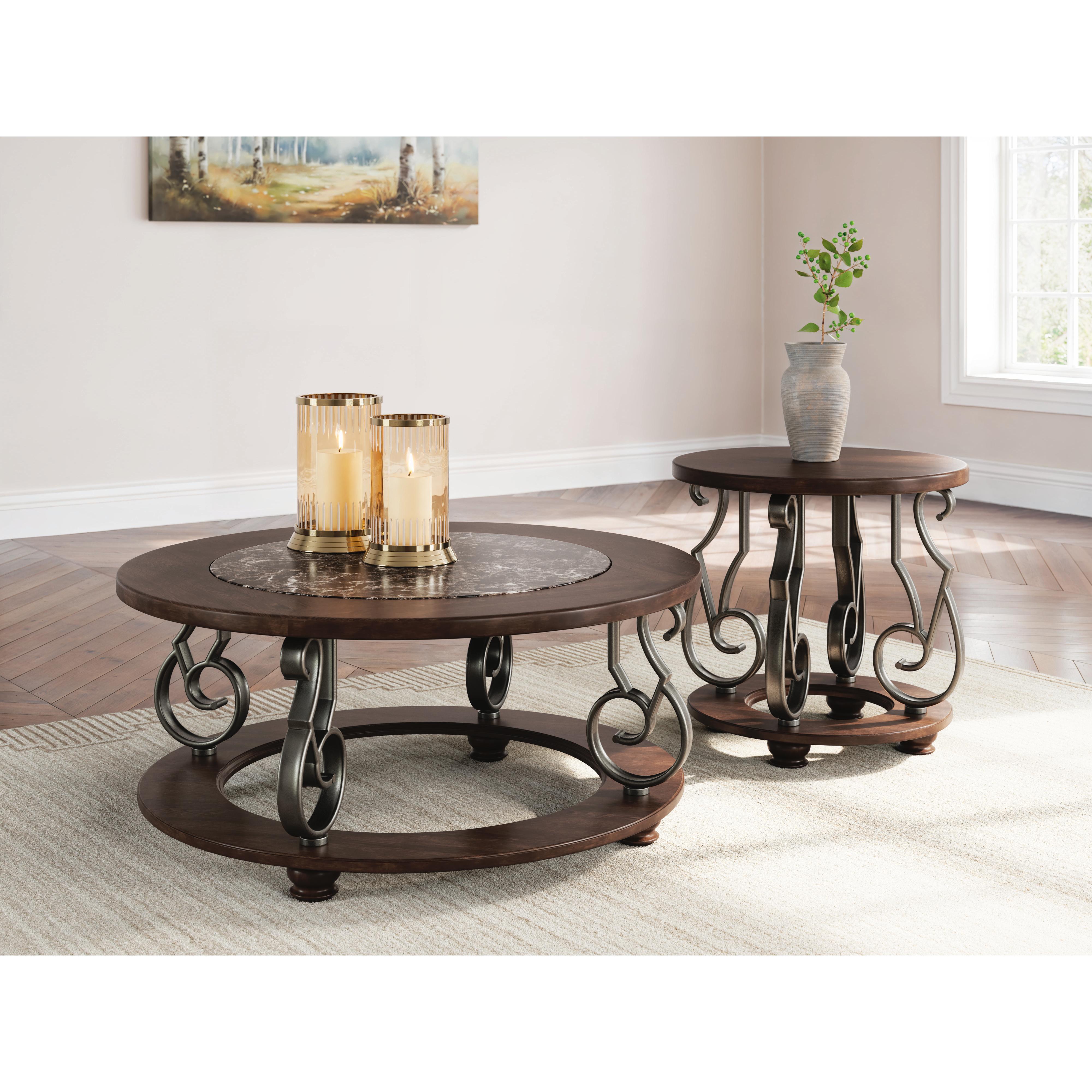 Signature Design by Ashley Frallyn T623T1 Coffee Table and 2 Ends IMAGE 1