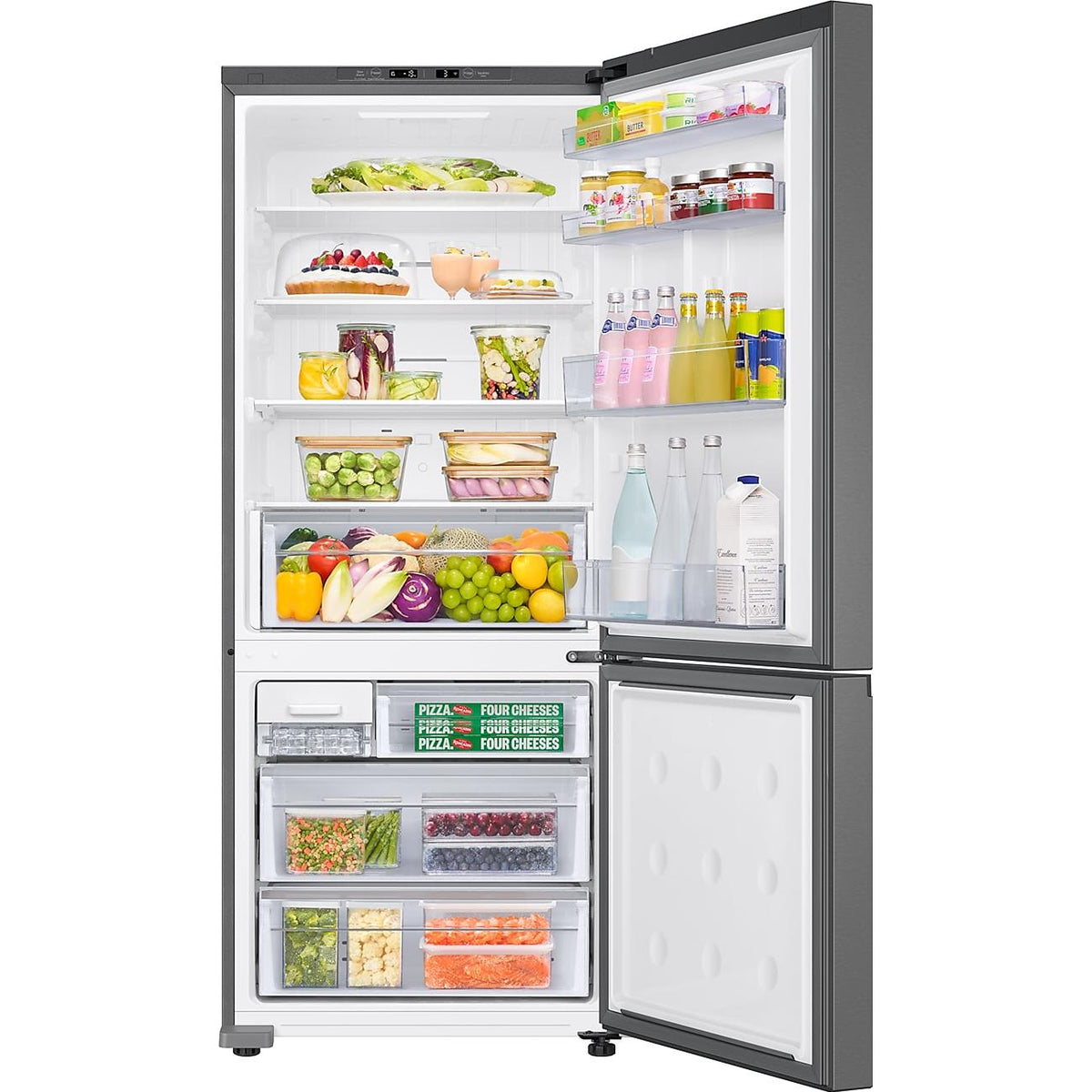 Samsung 28-inch, 15 cu. ft. Counter-Depth Bottom Freezer Refrigerator with SmartThings AI Energy Mode RB15DG6000SRAA IMAGE 2