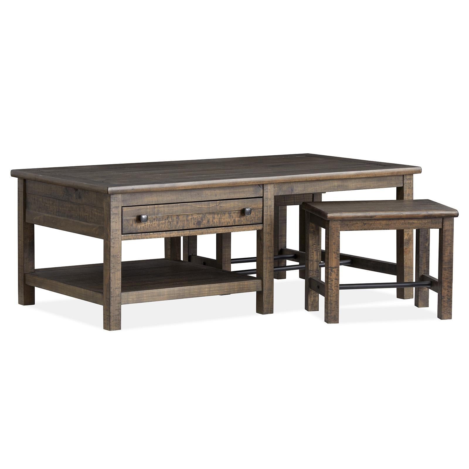 Magnussen Smithton T5537-43 Rectangular Cocktail Table with 2 Stools IMAGE 1
