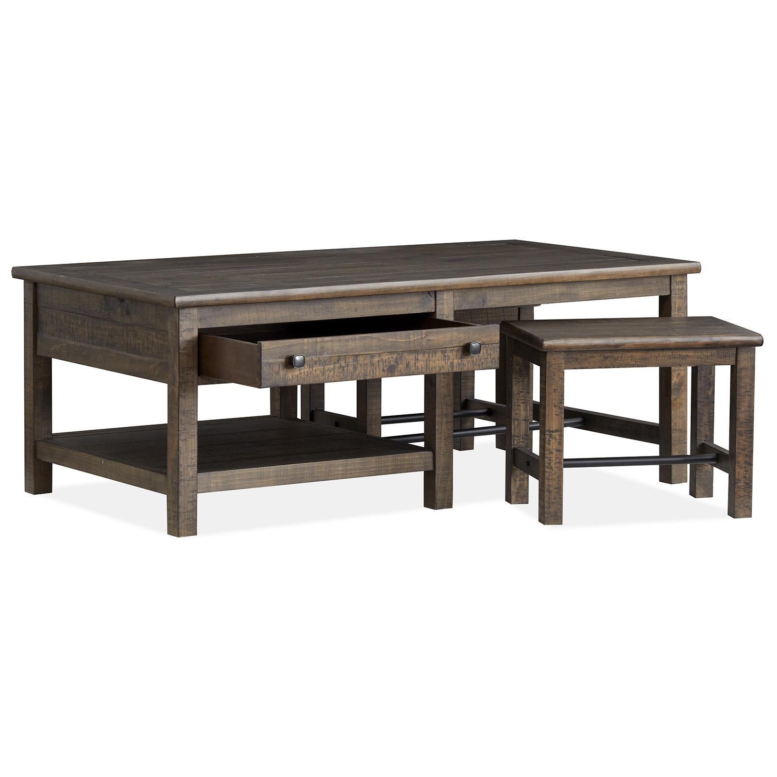 Magnussen Smithton T5537-43 Rectangular Cocktail Table with 2 Stools IMAGE 2