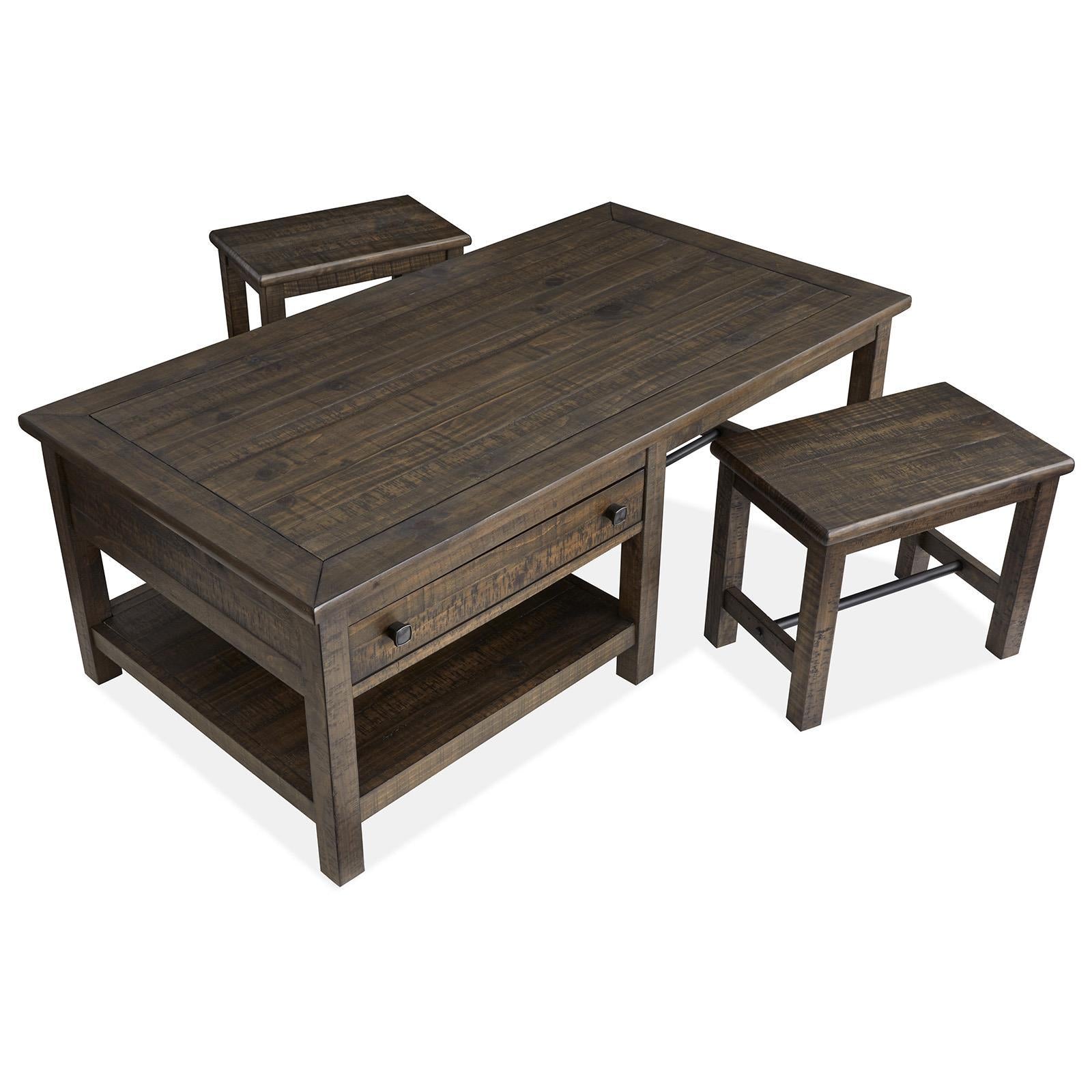 Magnussen Smithton T5537-43 Rectangular Cocktail Table with 2 Stools IMAGE 3