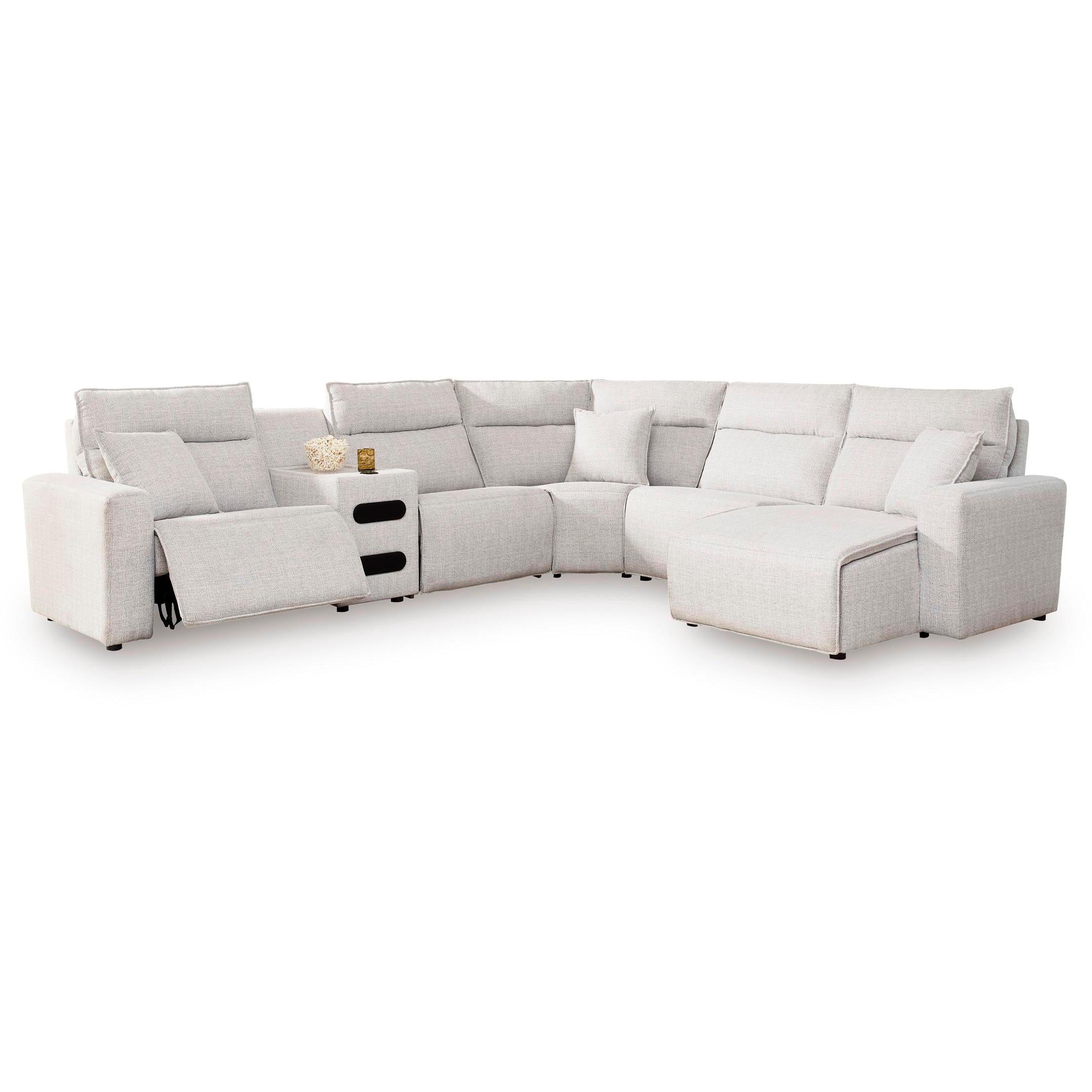 Signature Design by Ashley ModMax II 65907S28 6 pc Reclining Sectional with Chaise and Audio Console IMAGE 1