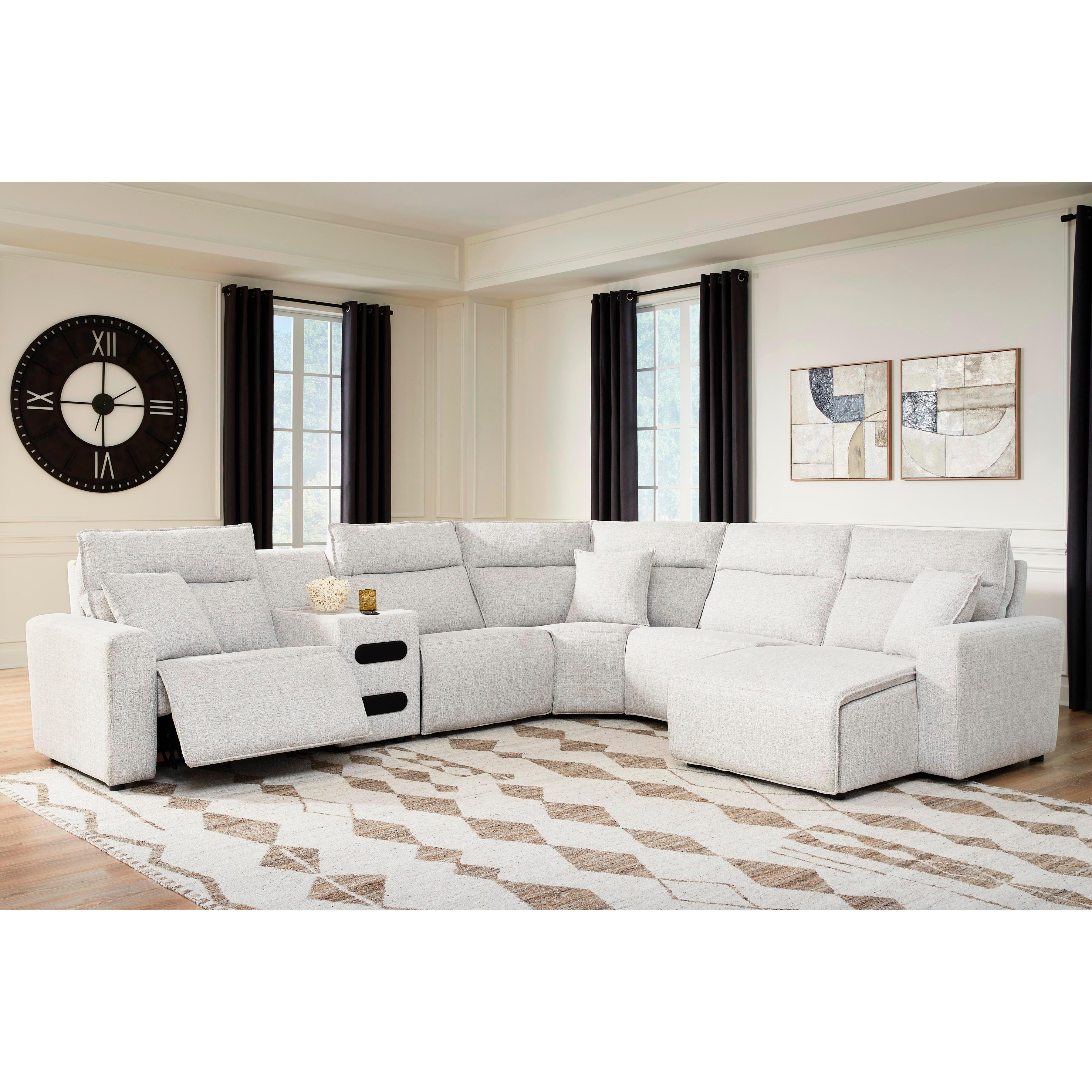 Signature Design by Ashley ModMax II 65907S28 6 pc Reclining Sectional with Chaise and Audio Console IMAGE 2