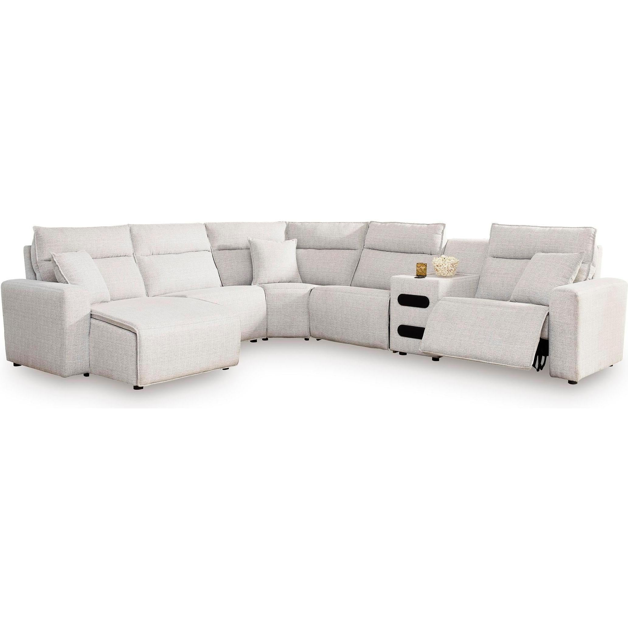 Signature Design by Ashley ModMax II 65907S29 6 pc Reclining Sectional with Chaise and Audio Console IMAGE 1