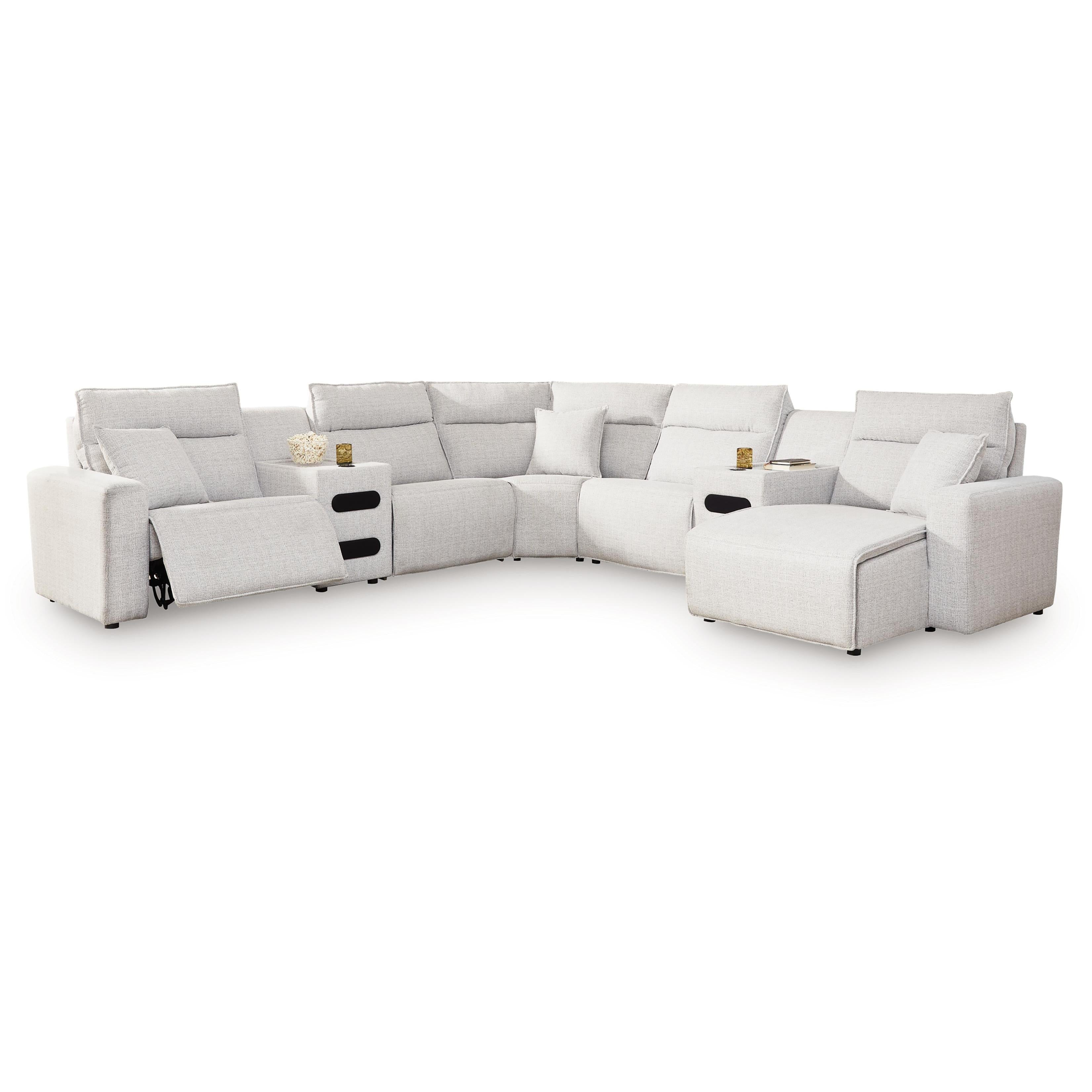 Signature Design by Ashley ModMax II 65907S7 7 pc Power Reclining Sectional with Chaise and Audio Consoles IMAGE 1