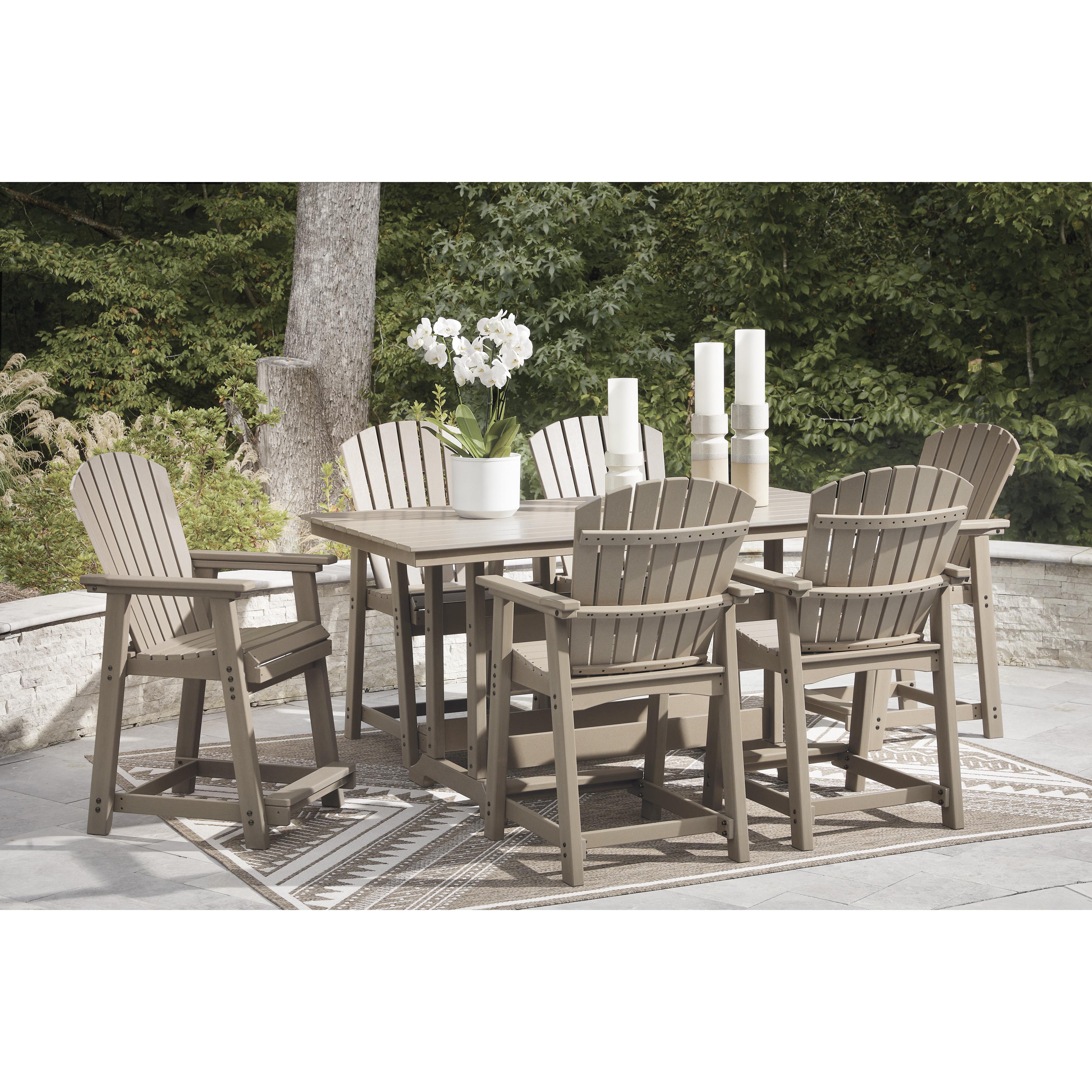 Signature Design by Ashley Seacliff Beach PCP228-642 Rectangular Counter Table with Umbrella Option IMAGE 9