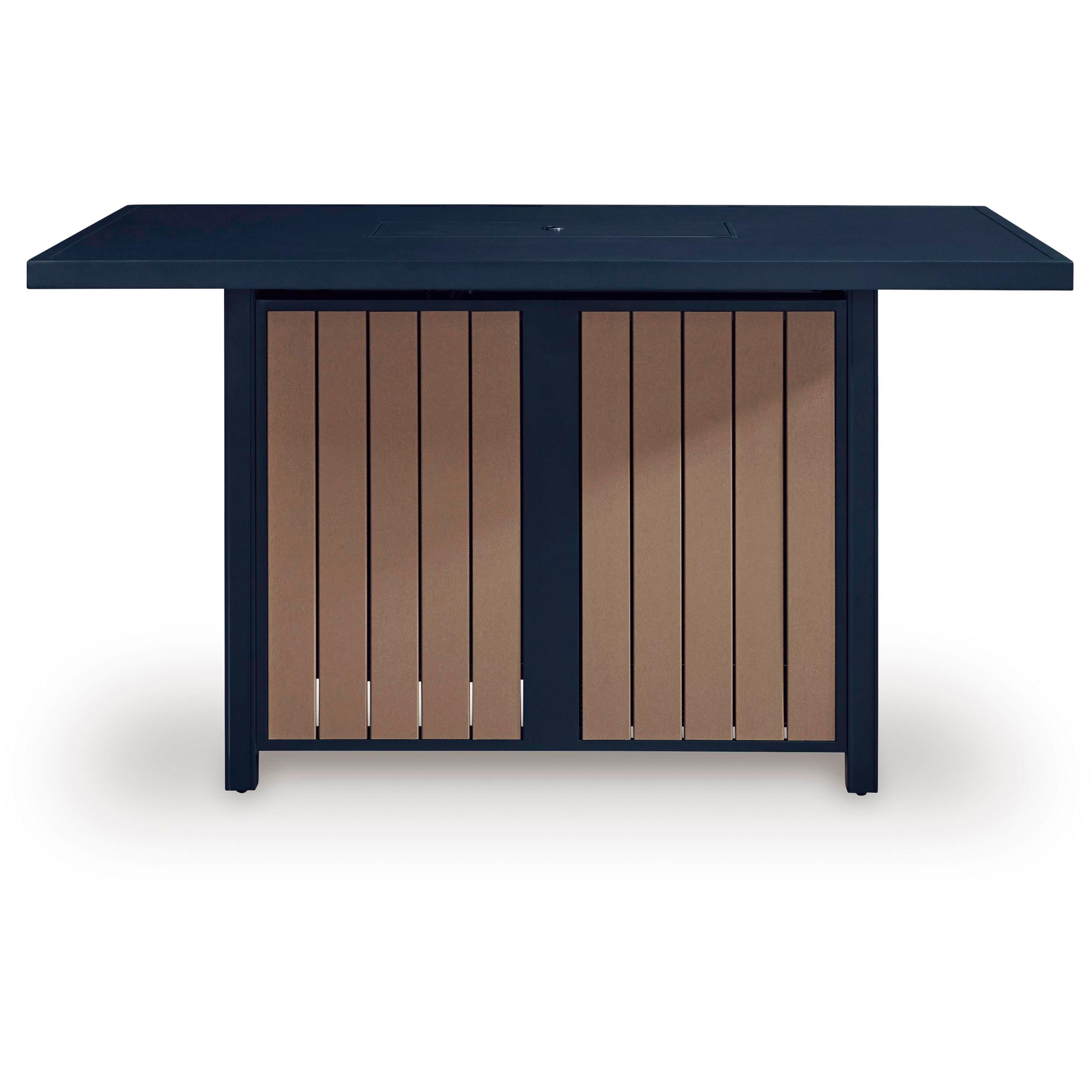 Signature Design by Ashley East Beach PCP587-665 Rectangular Bar Table with Fire Pit IMAGE 4