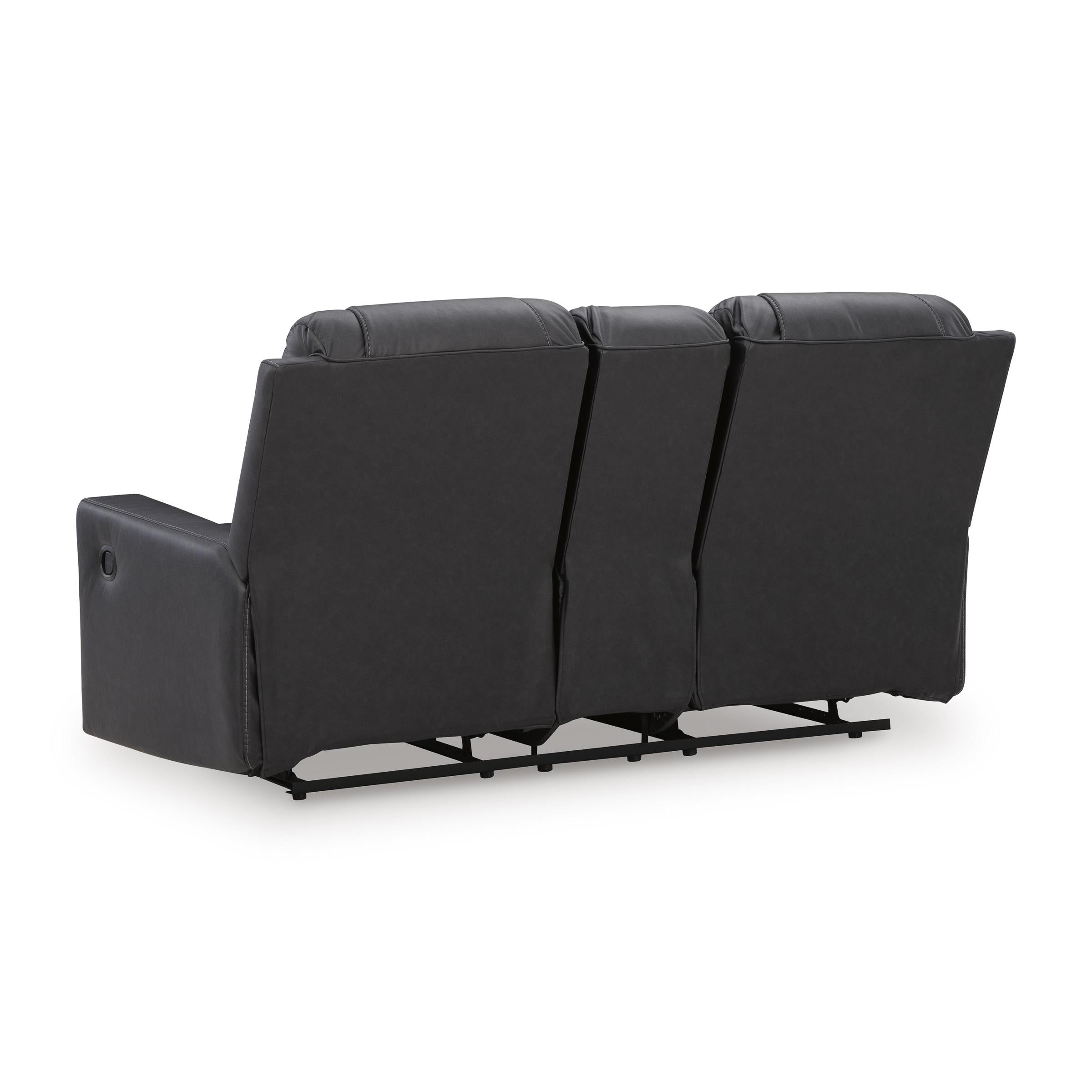 Benchcraft Mackmenville Reclining Leather Look Loveseat with Console 7471394 IMAGE 4