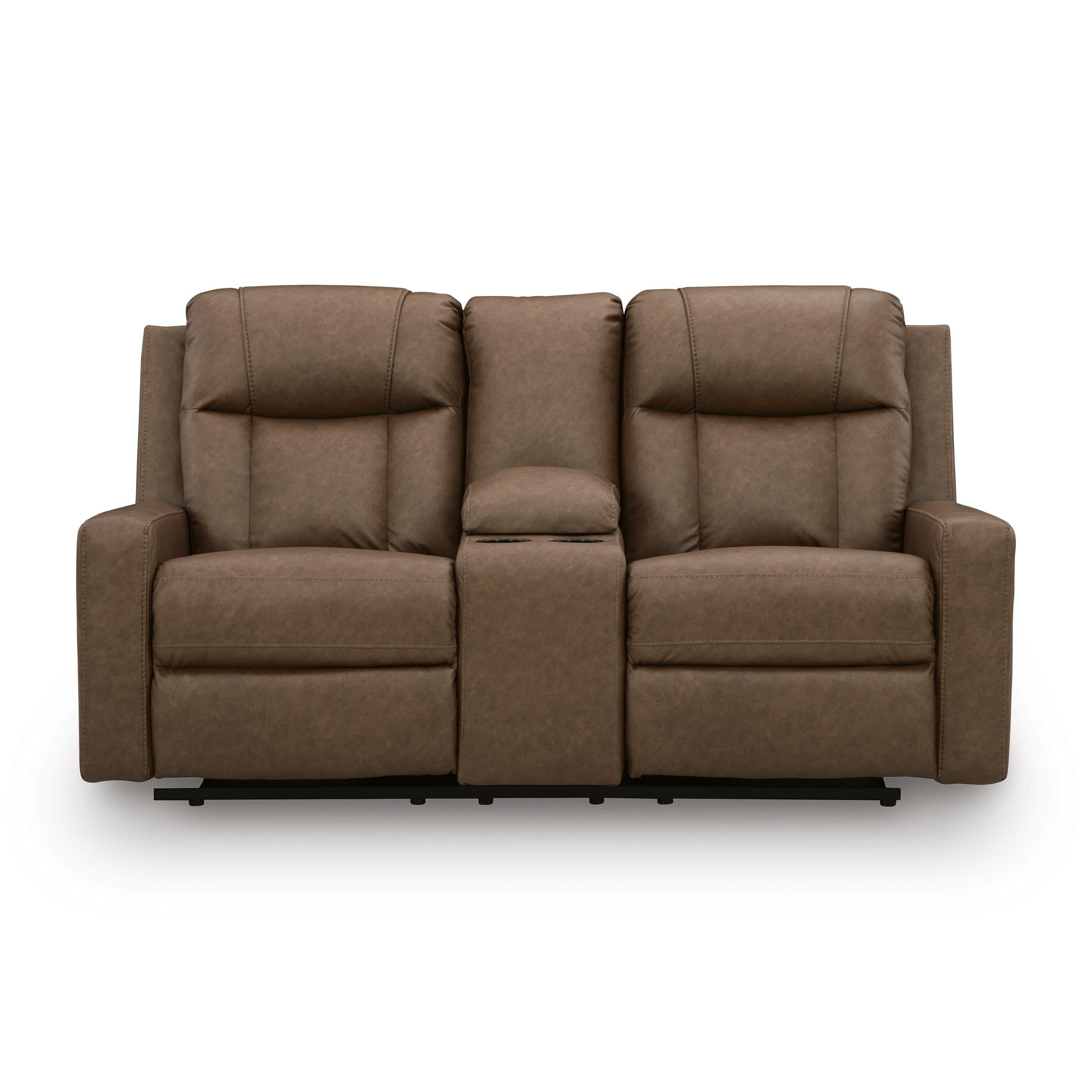 Benchcraft Mackmenville Reclining Leather Look Loveseat with Console 7471494 IMAGE 3