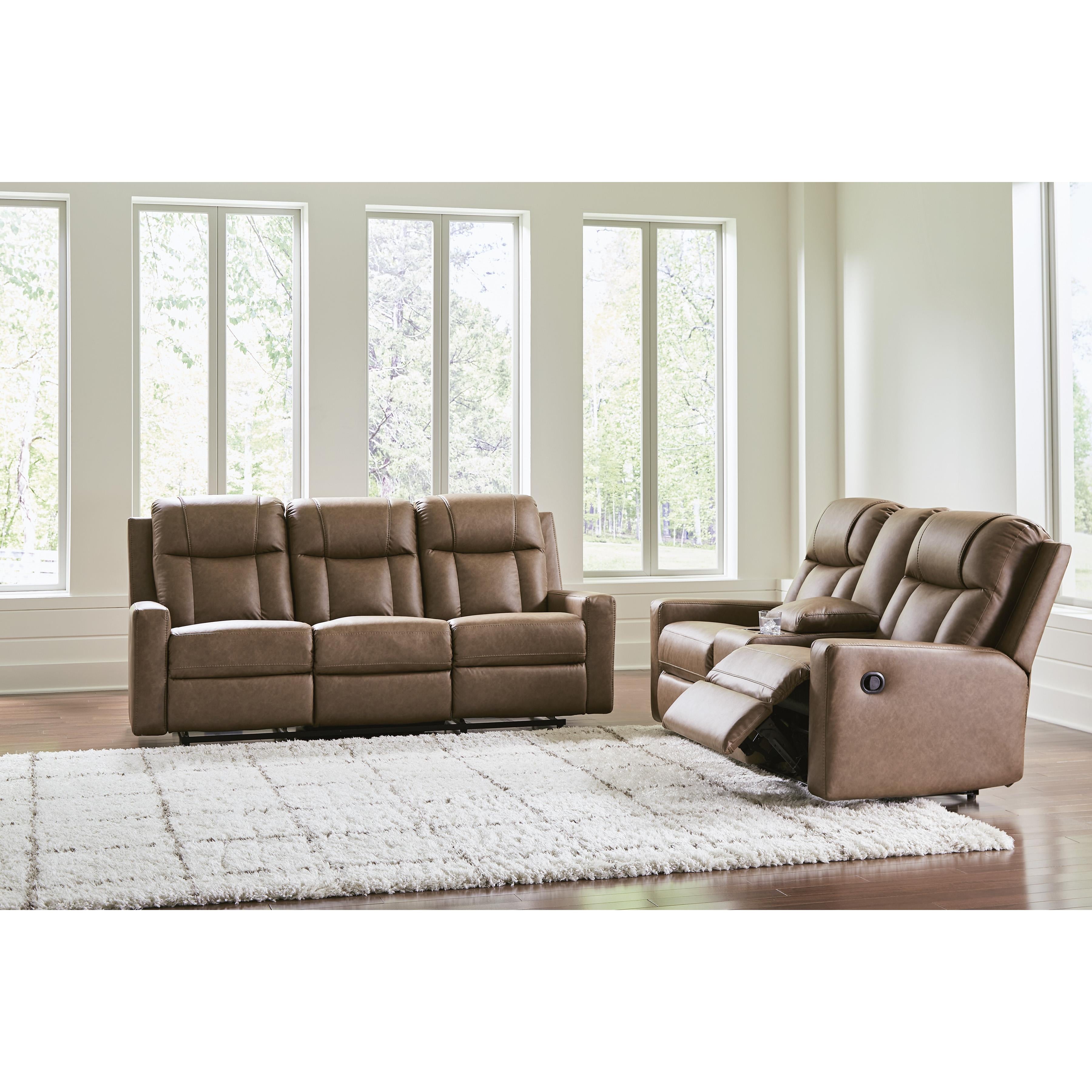 Benchcraft Mackmenville Reclining Leather Look Loveseat with Console 7471494 IMAGE 7