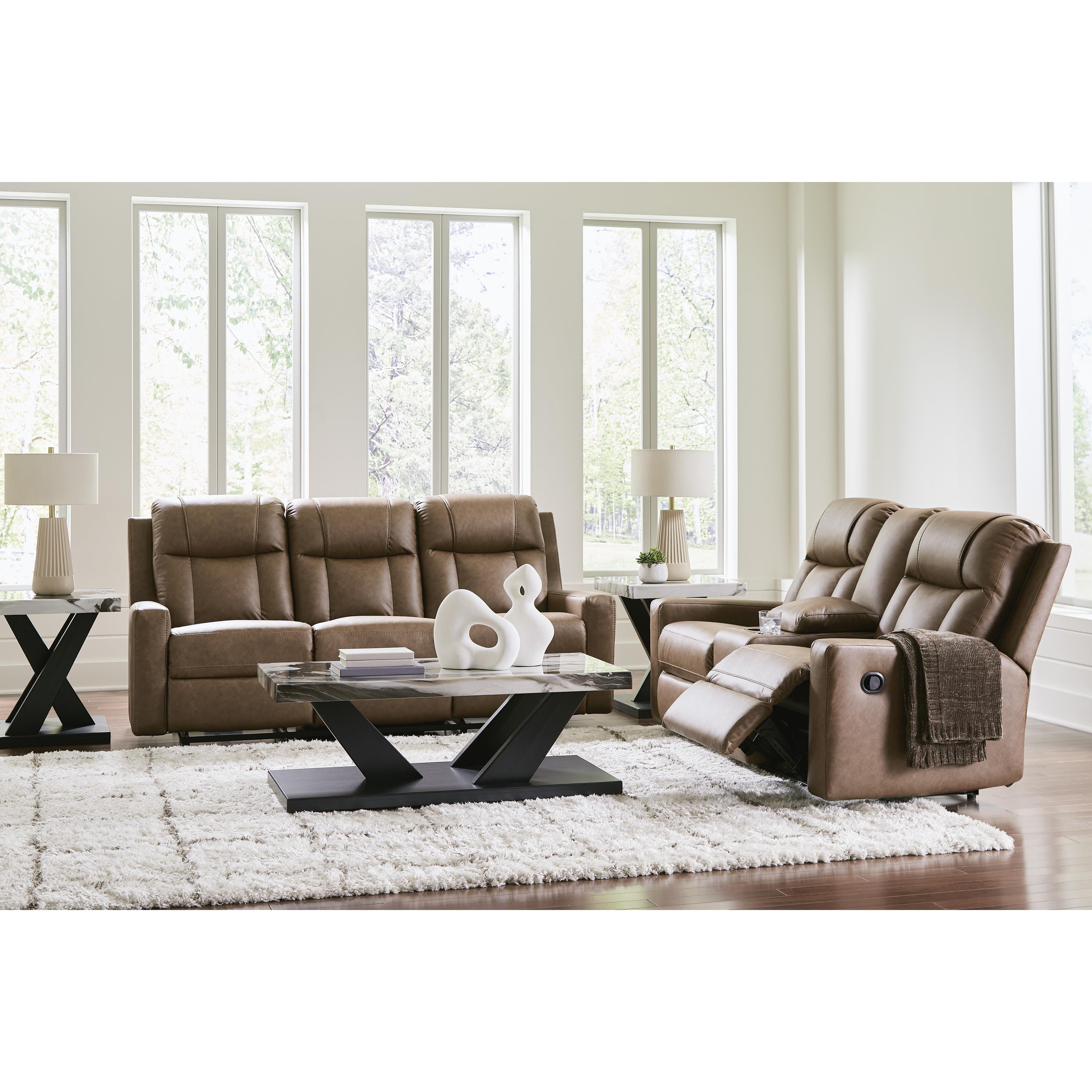 Benchcraft Mackmenville Reclining Leather Look Loveseat with Console 7471494 IMAGE 8