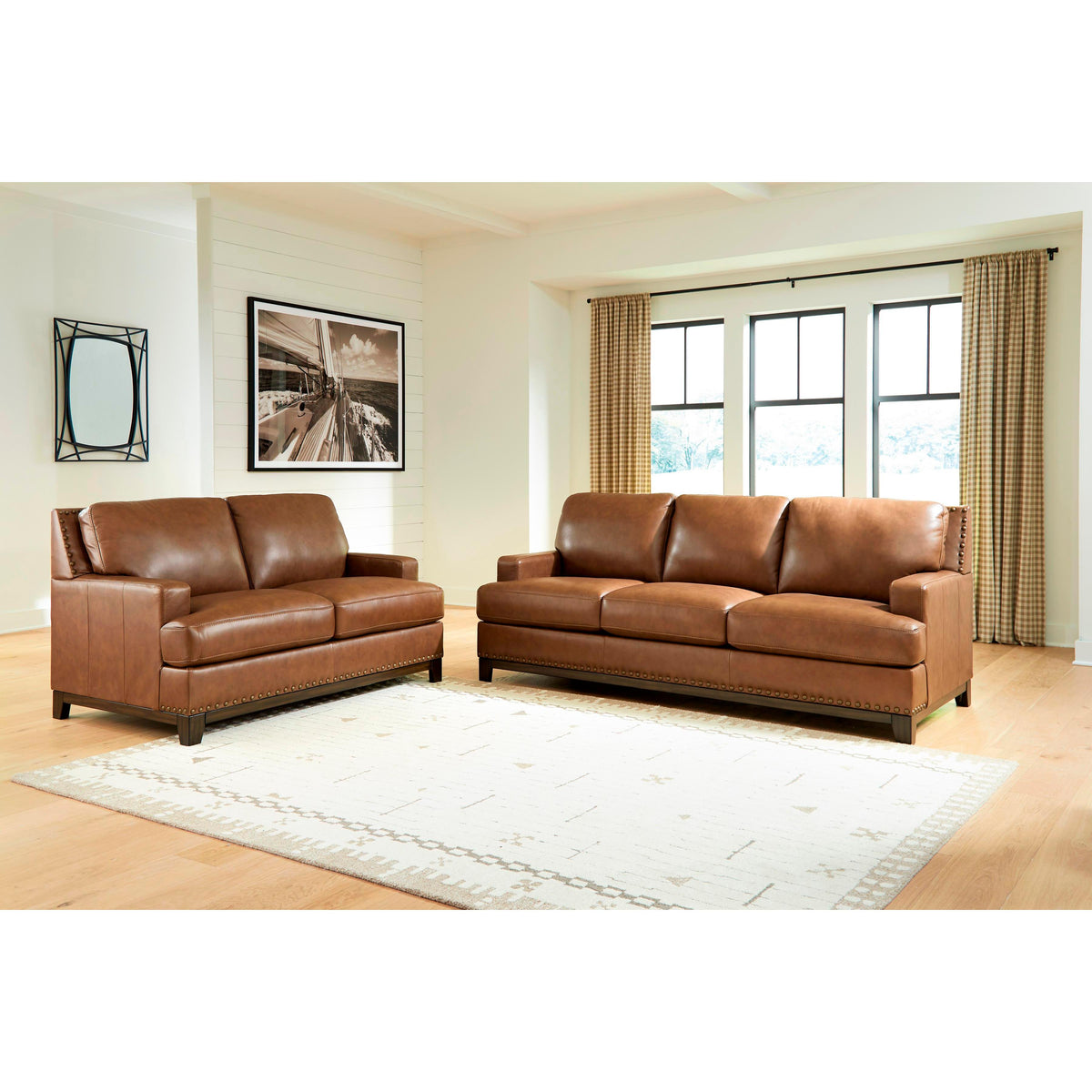Signature Design by Ashley Saonara Stationary Leather Match Loveseat PC7310935 IMAGE 5