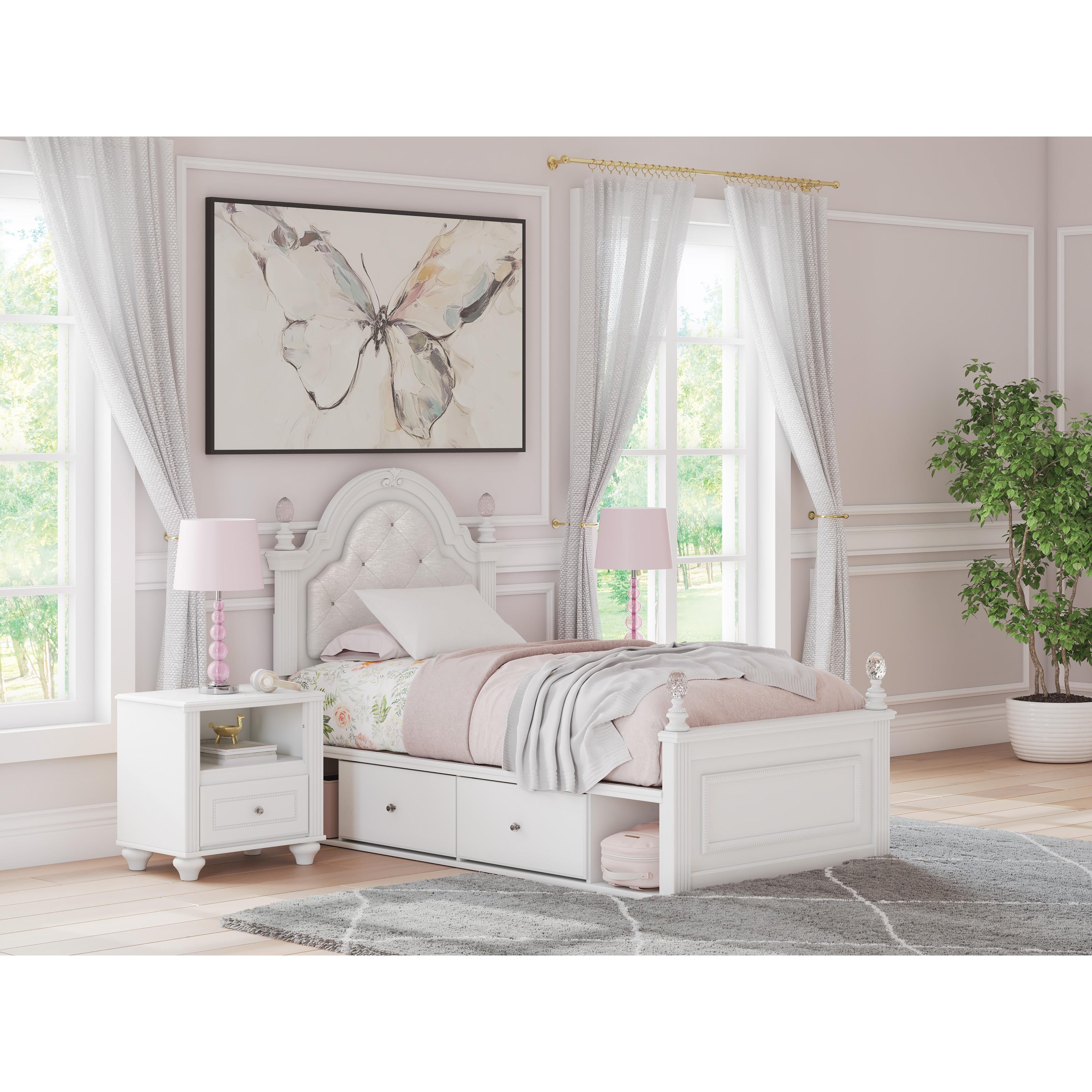 Signature Design by Ashley Kozlani Twin Upholstered Panel Bed with Storage PCB1819-153/PCB1819-52/PCB1819-150/B100-11 IMAGE 8