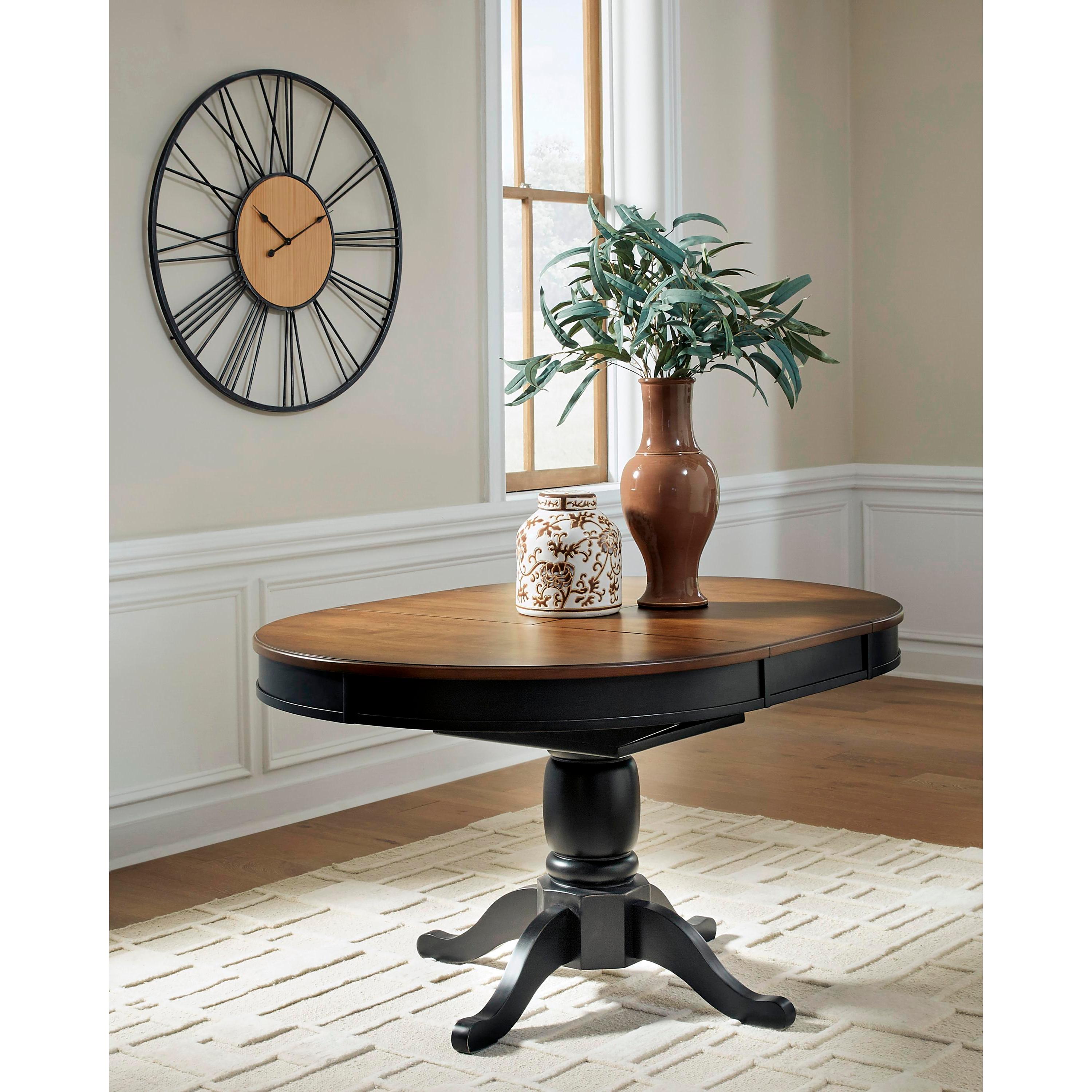 Signature Design by Ashley Oval Clorazi Dining Table with Pedestal Base PCD619-48 IMAGE 5