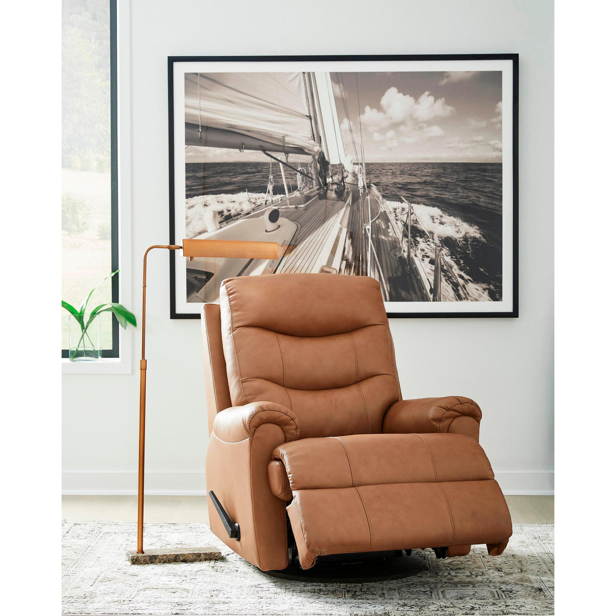 Signature Design by Ashley Flynwood Swivel Glider Leather Match Recliner PCU1340161 IMAGE 6
