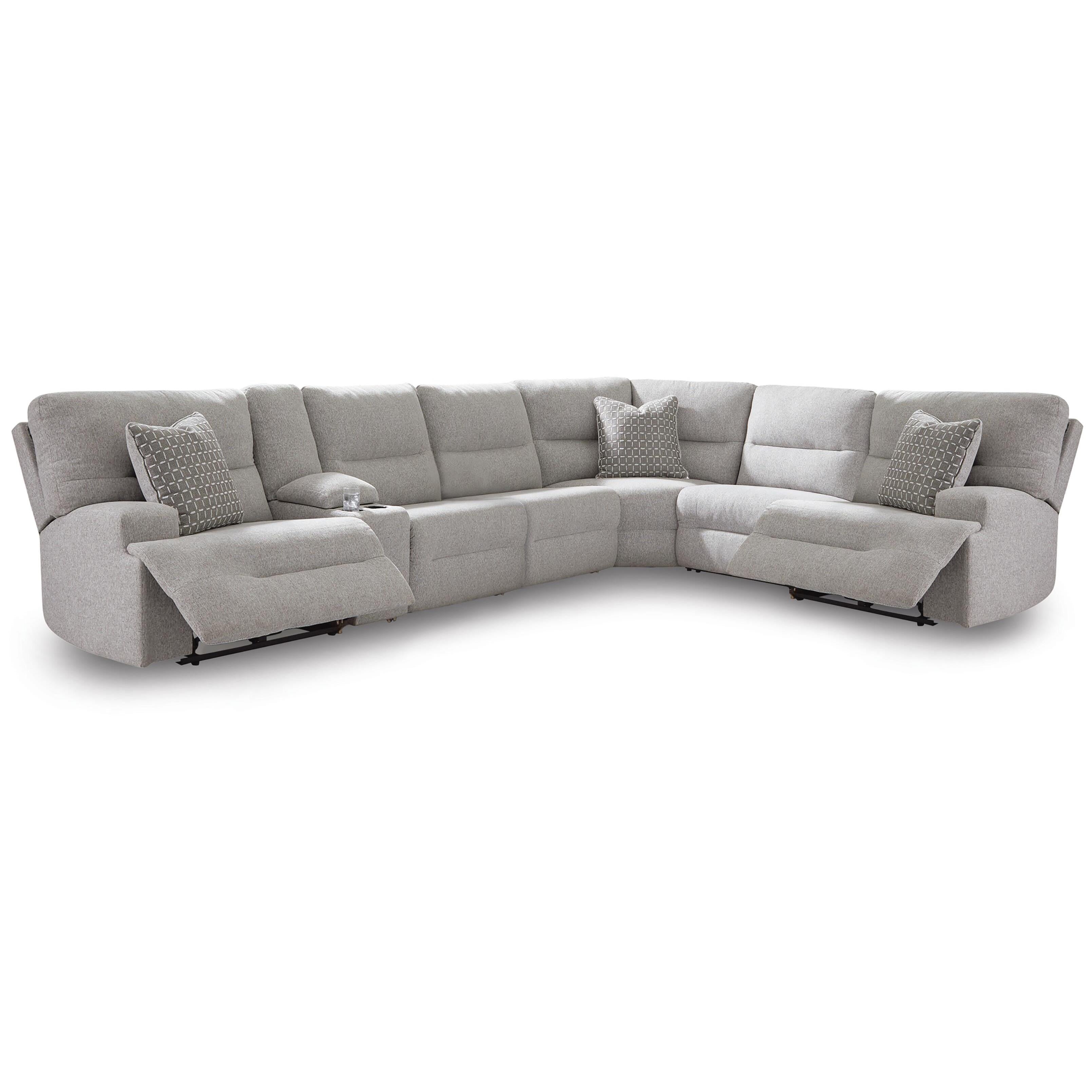 Signature Design by Ashley Acklen Place 93605S20 7 pc Power Sectional Reclining Sofa with Storage Console IMAGE 1