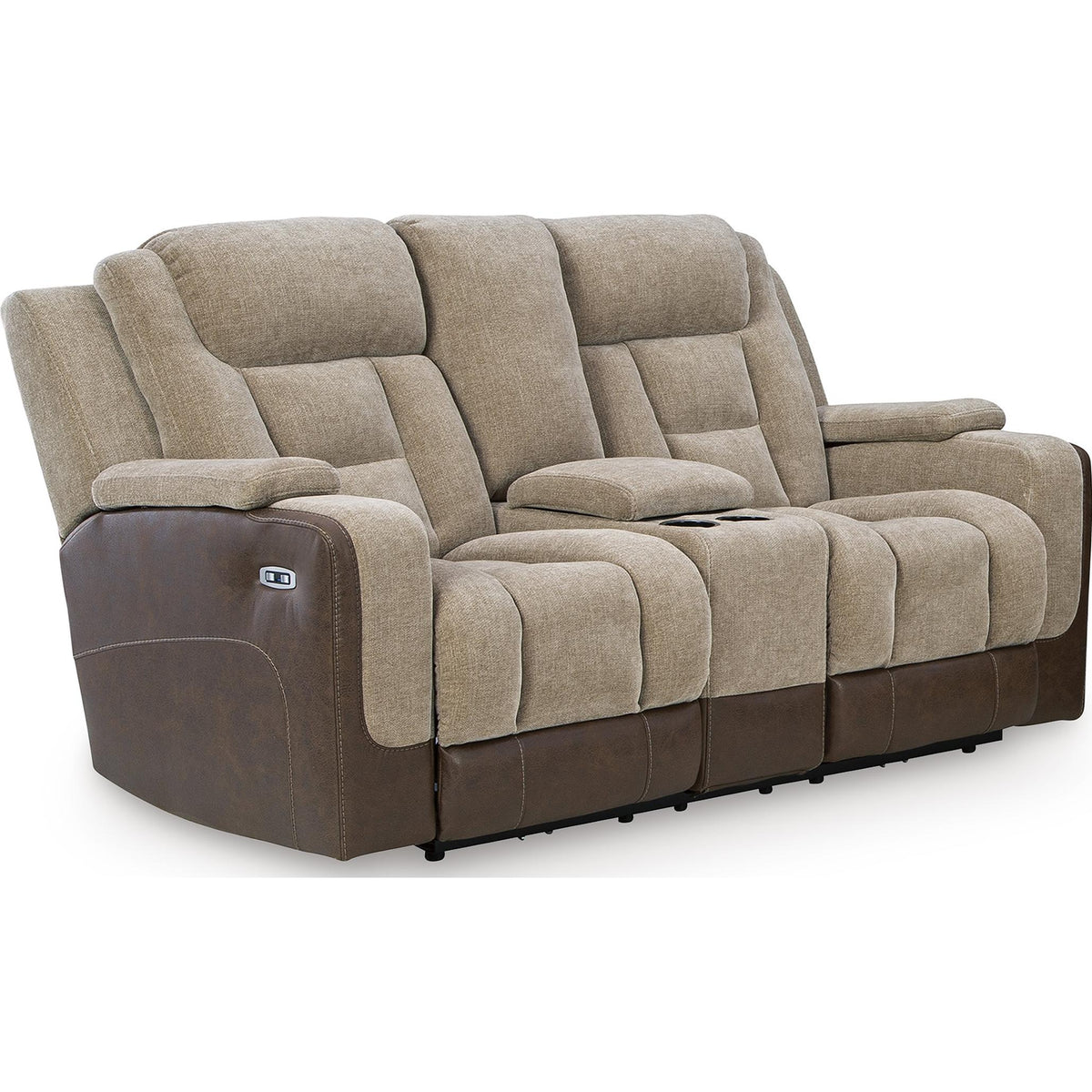 Signature Design by Ashley Mixed Motion PC8350418 Power Reclining Loveseat with Console & Adjutasble Headrest IMAGE 1
