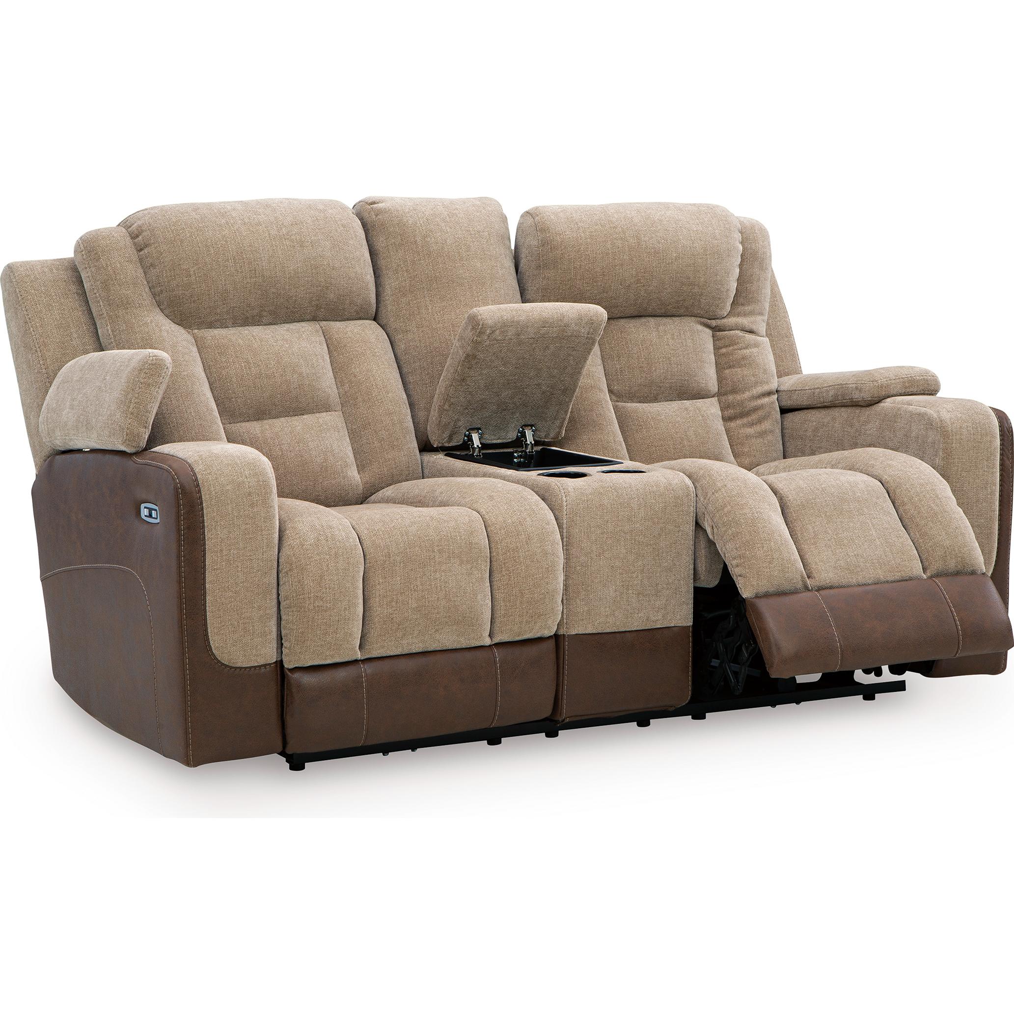 Signature Design by Ashley Mixed Motion PC8350418 Power Reclining Loveseat with Console & Adjutasble Headrest IMAGE 2