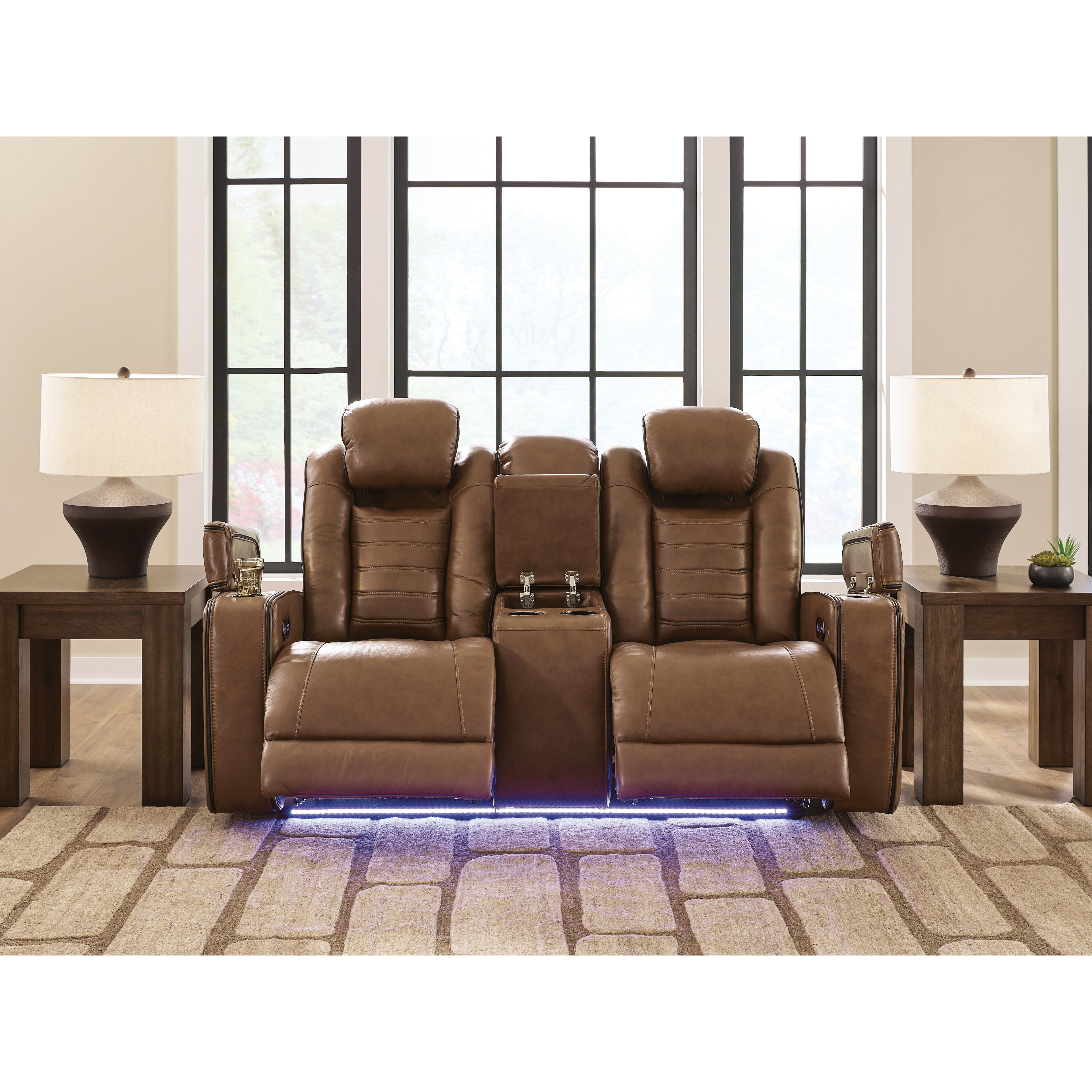 Signature Design by Ashley Gruaro PCU1420018 Power Reclining Loveseat with Console & Adjutasble Headrest IMAGE 6