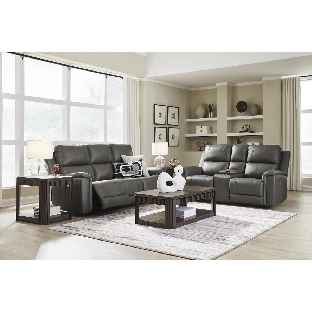 Signature Design by Ashley Bleckley Power Reclining Leather Match Sofa PCU1200015C IMAGE 8