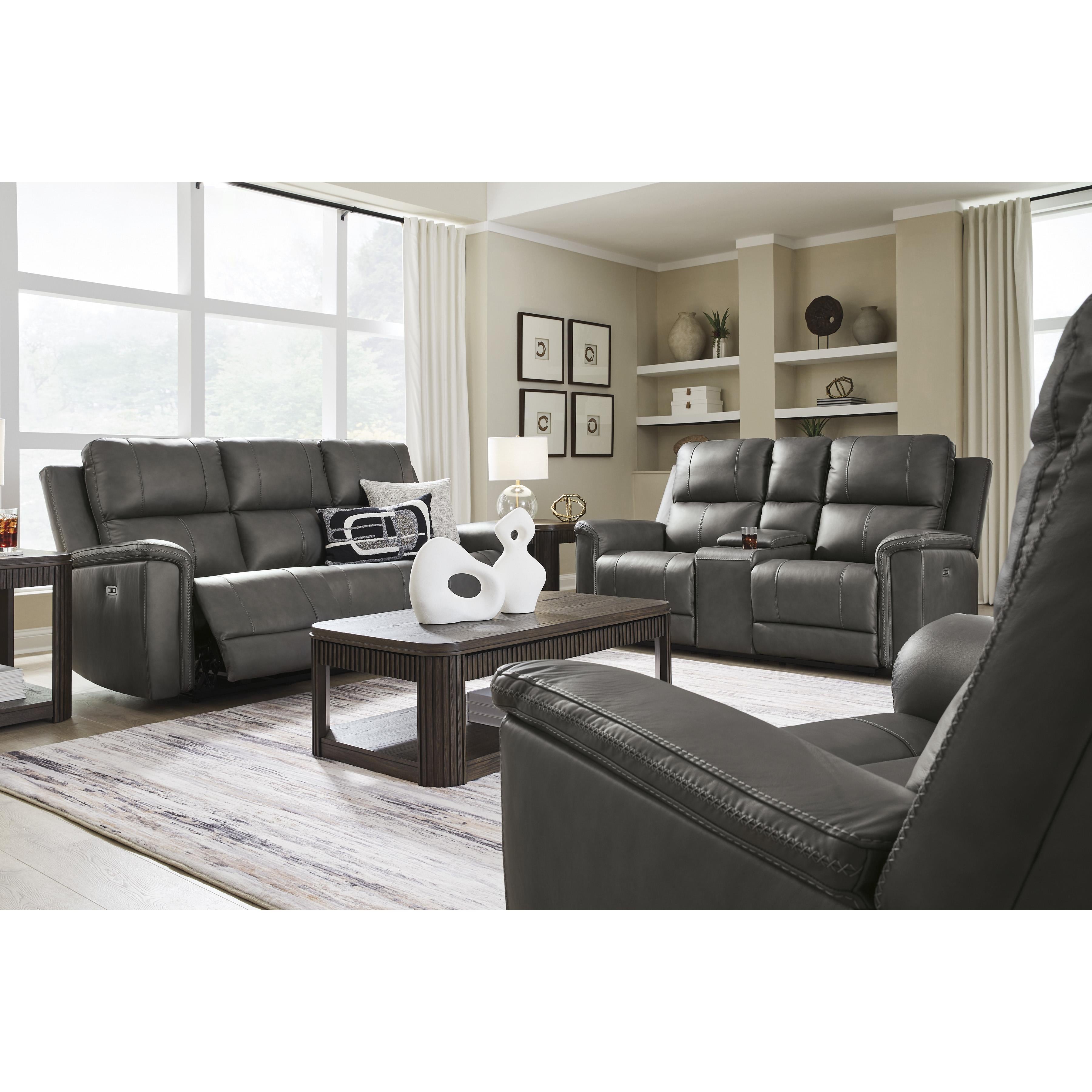 Signature Design by Ashley Bleckley Power Reclining Leather Match Loveseat with Console PCU1200018C IMAGE 11